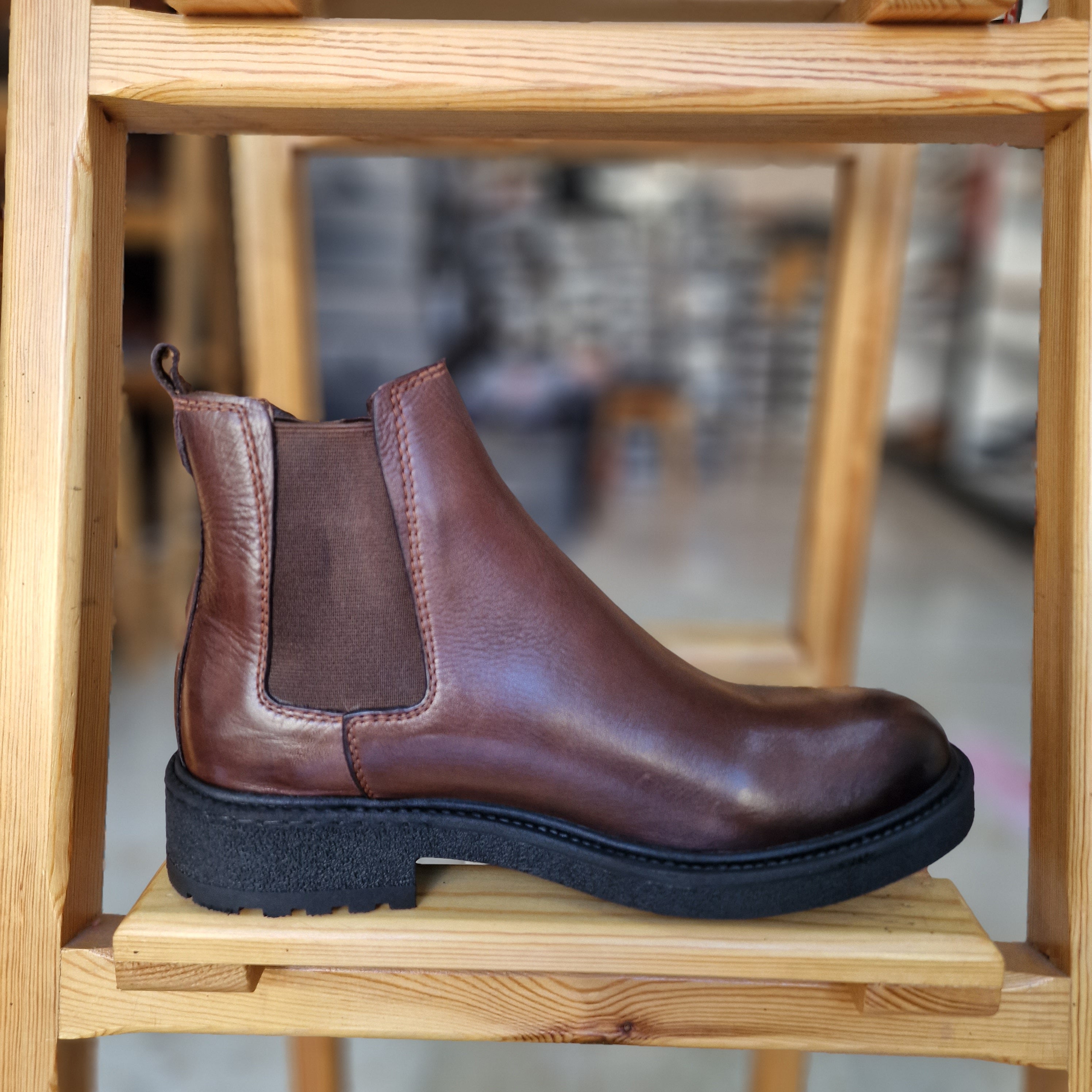 Ref: 402Pro Bottine en Cuir Marron Fonce TX