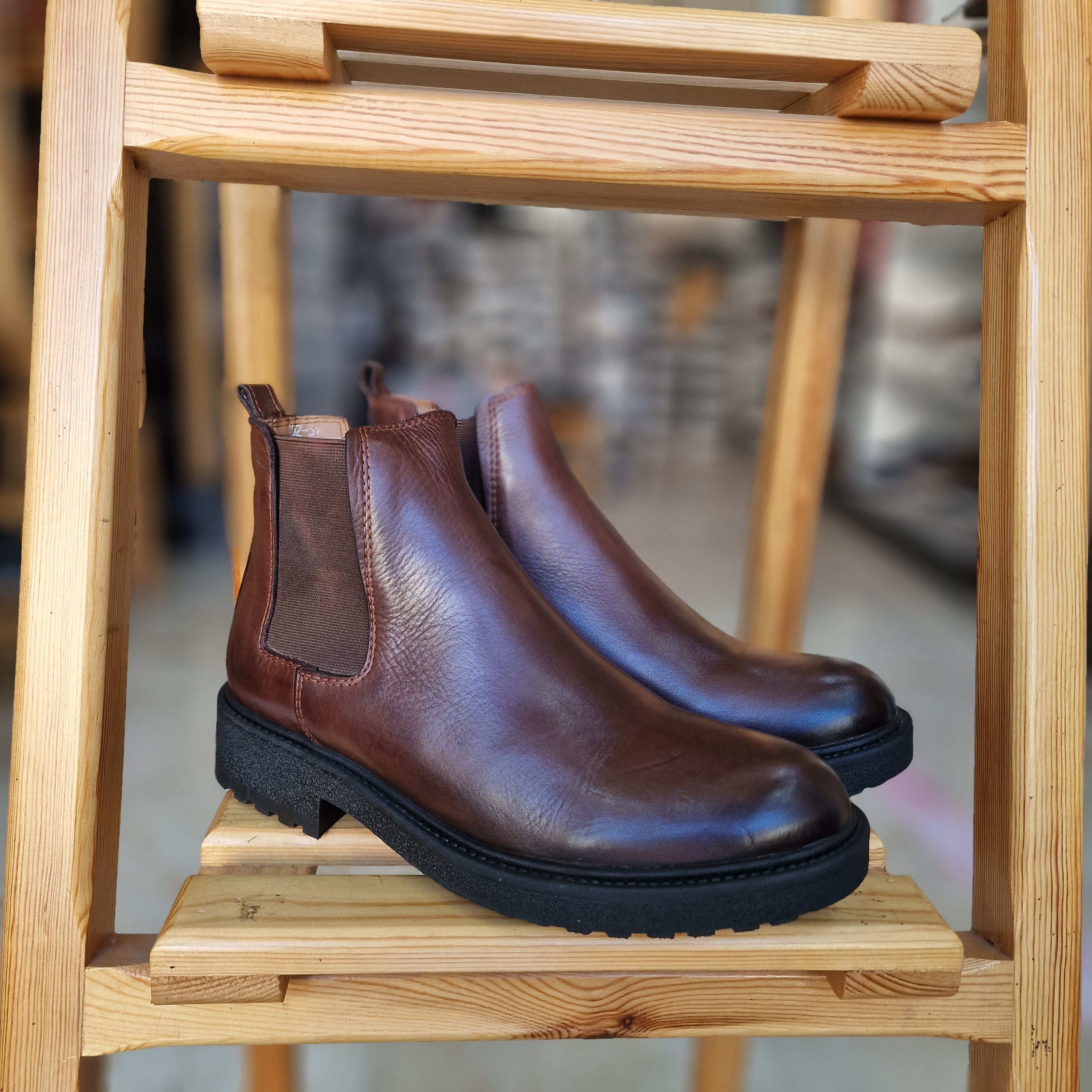 Ref: 402Pro Bottine en Cuir Marron Fonce TX