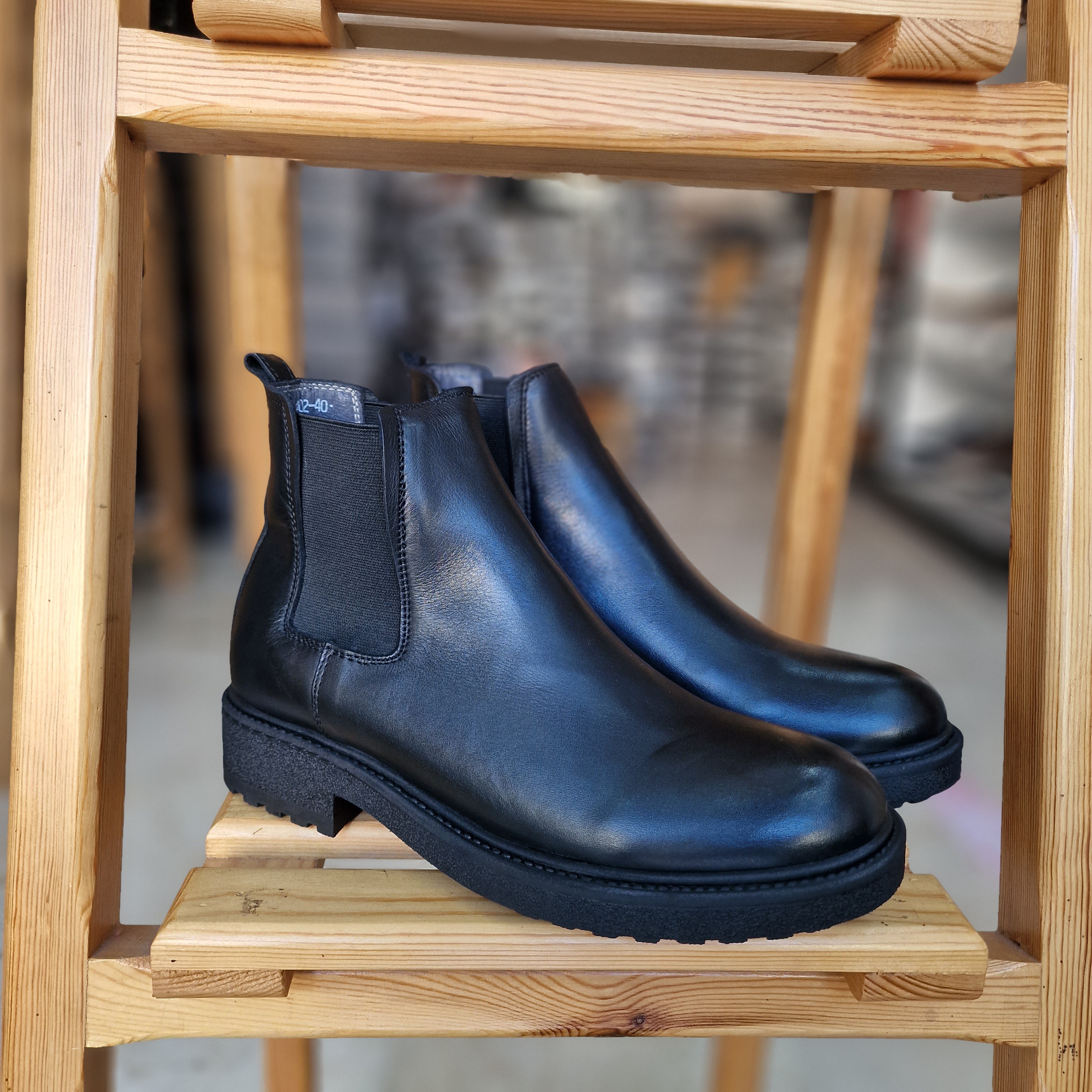 Ref: 402Pro Bottine en Cuir Noir TX