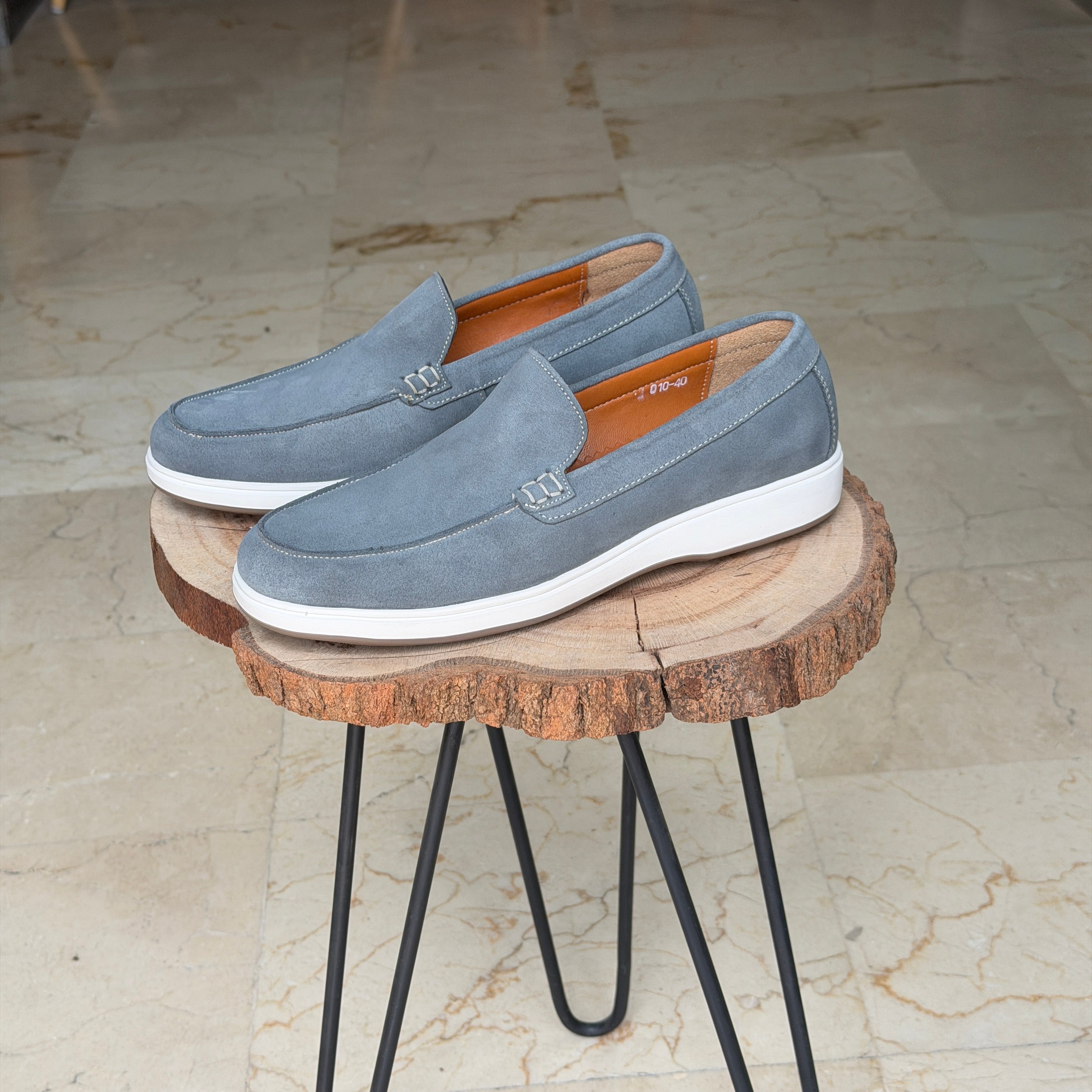 MOCASSIN EN DAIM EURO PIANA 010 GRIS - Shopilo Shoes