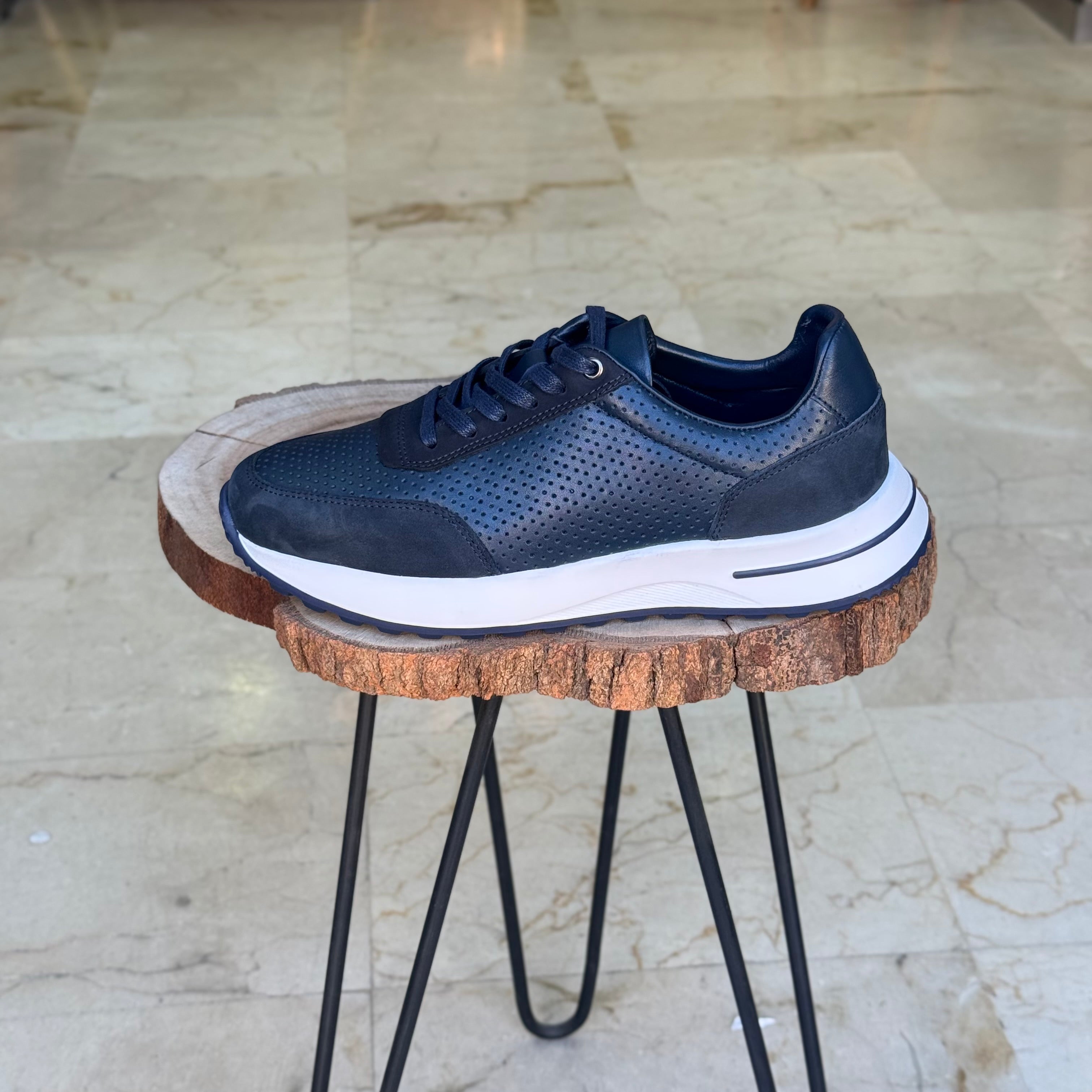 Basket en cuir - 921 bleu - Shopilo Shoes