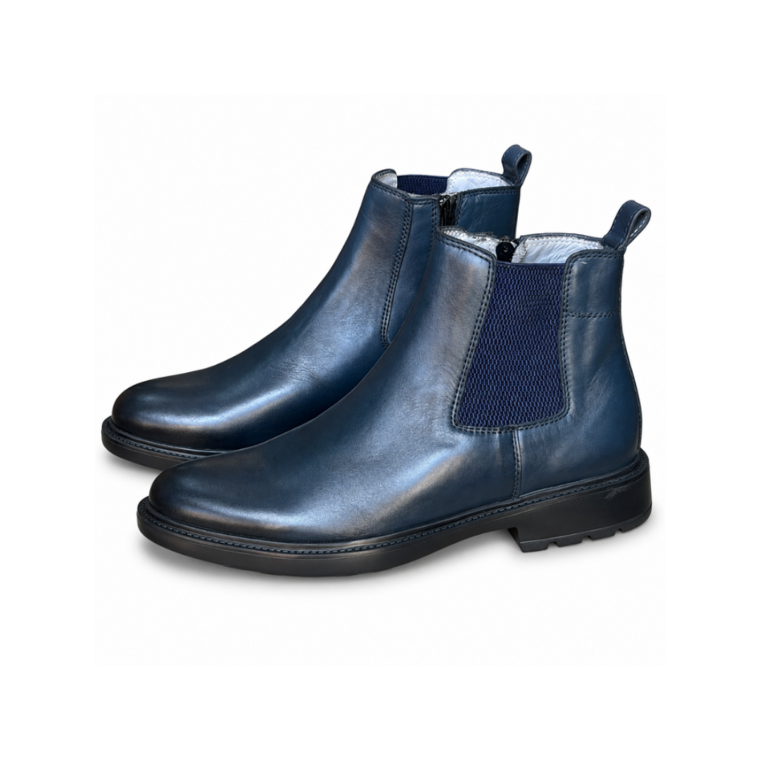 Bottine En Cuir 301 bleu - Shopilo Shoes