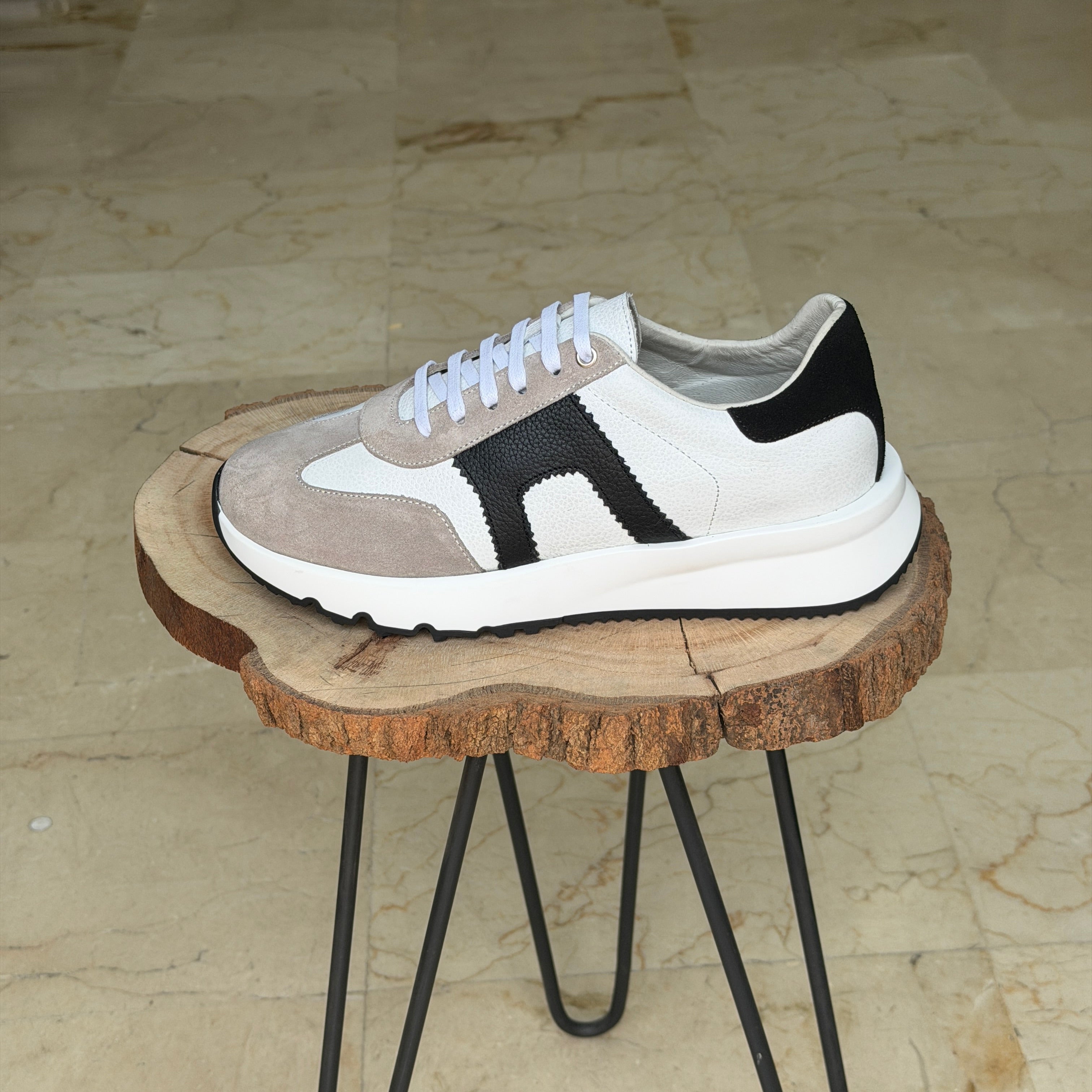 basket en cuir - 926 BLANC GARNAJ NOIR