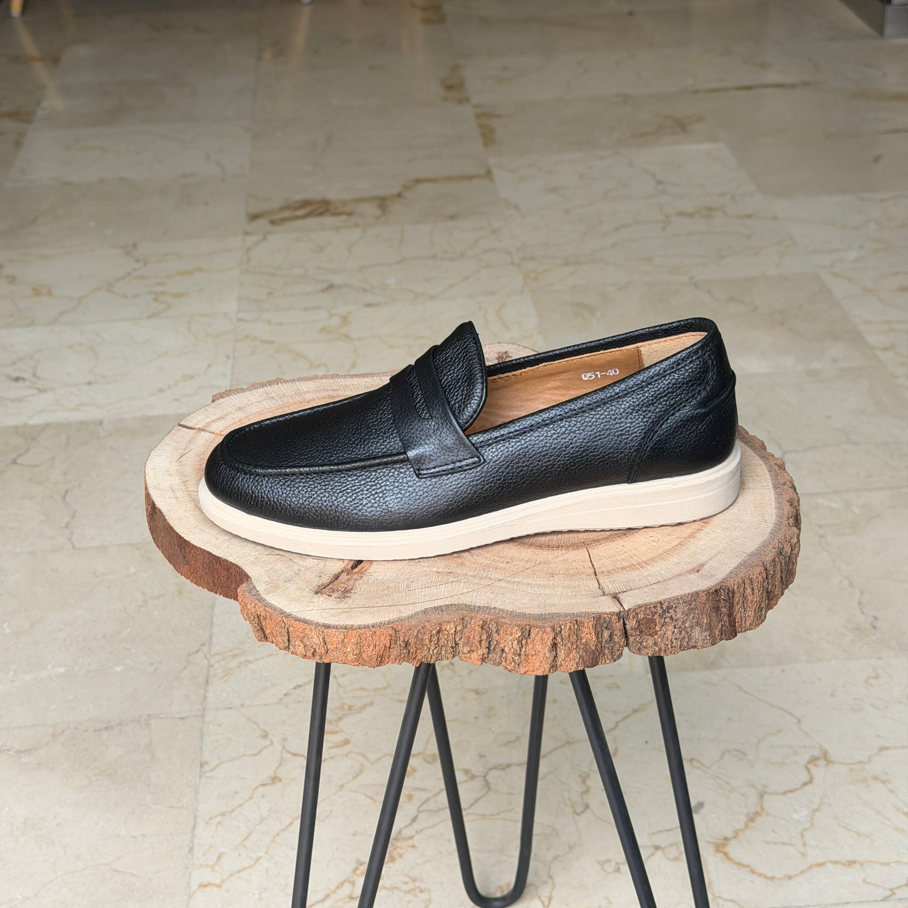 MOCASSIN EN CUIR BERLIN 051 NOIR CUIR - Shopilo Shoes
