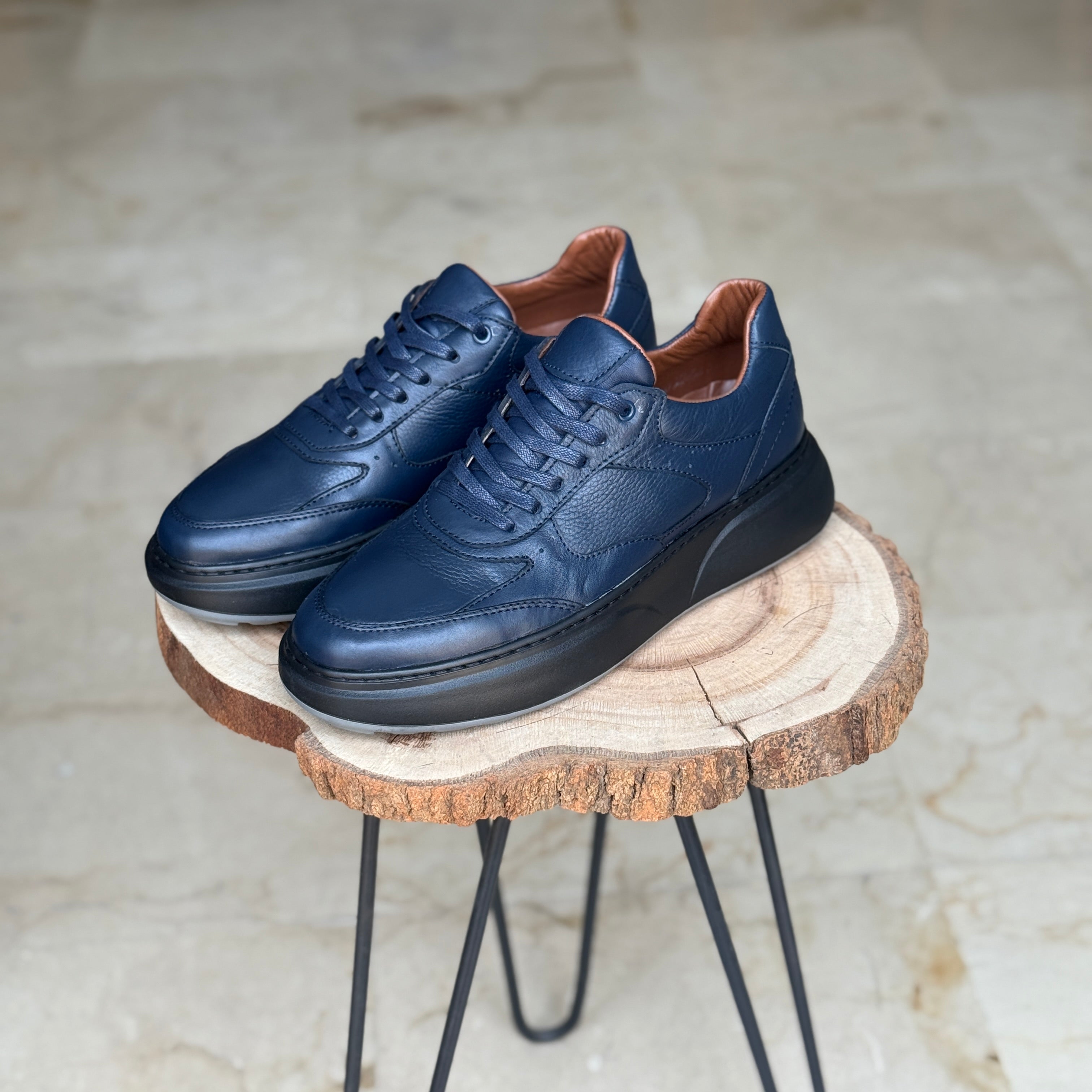 BASKET EN CUIR - 874 BLEU