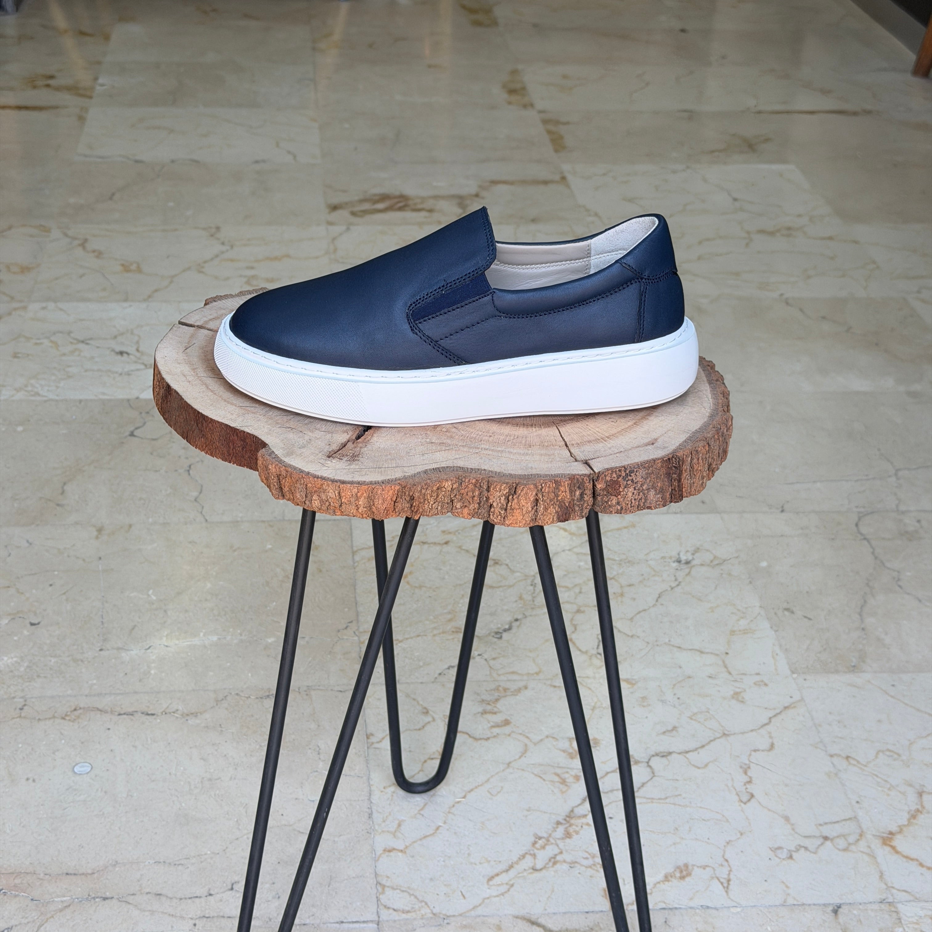 basket en cuir 0101 bleu
