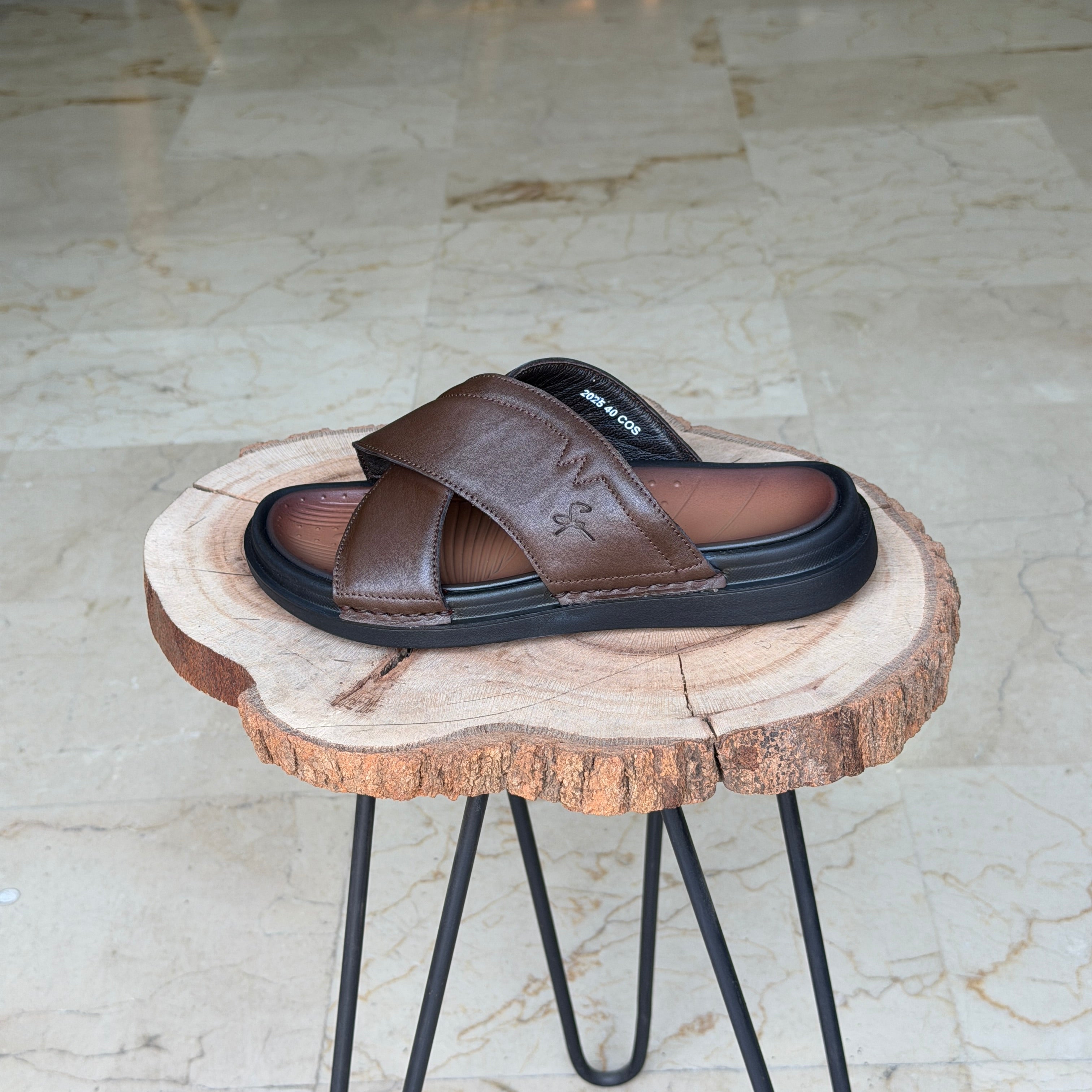 SANDALE EN CUIR Ergonomic Arch S47 MARRON - Shopilo Shoes