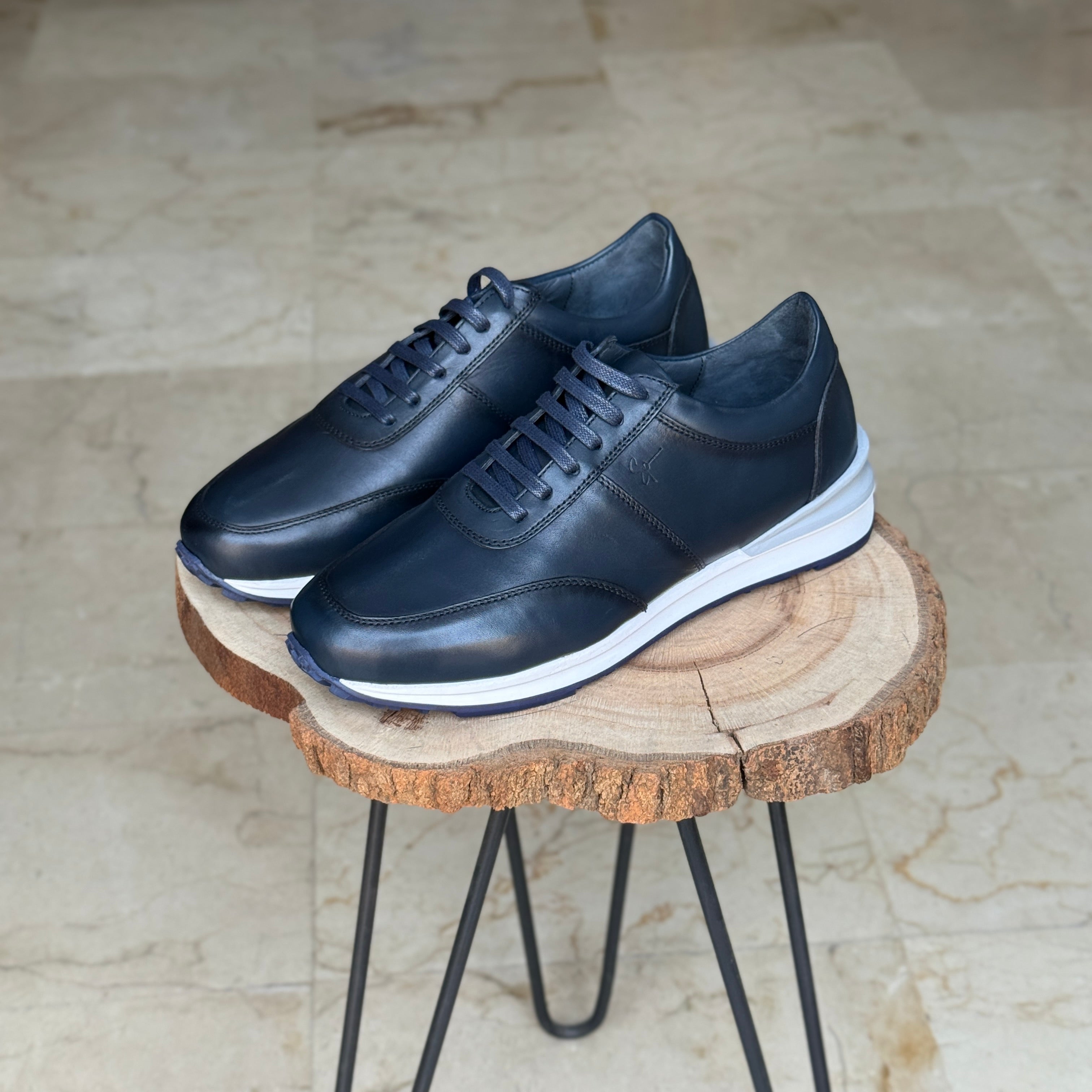 BASKET EN CUIR 838 BLEU