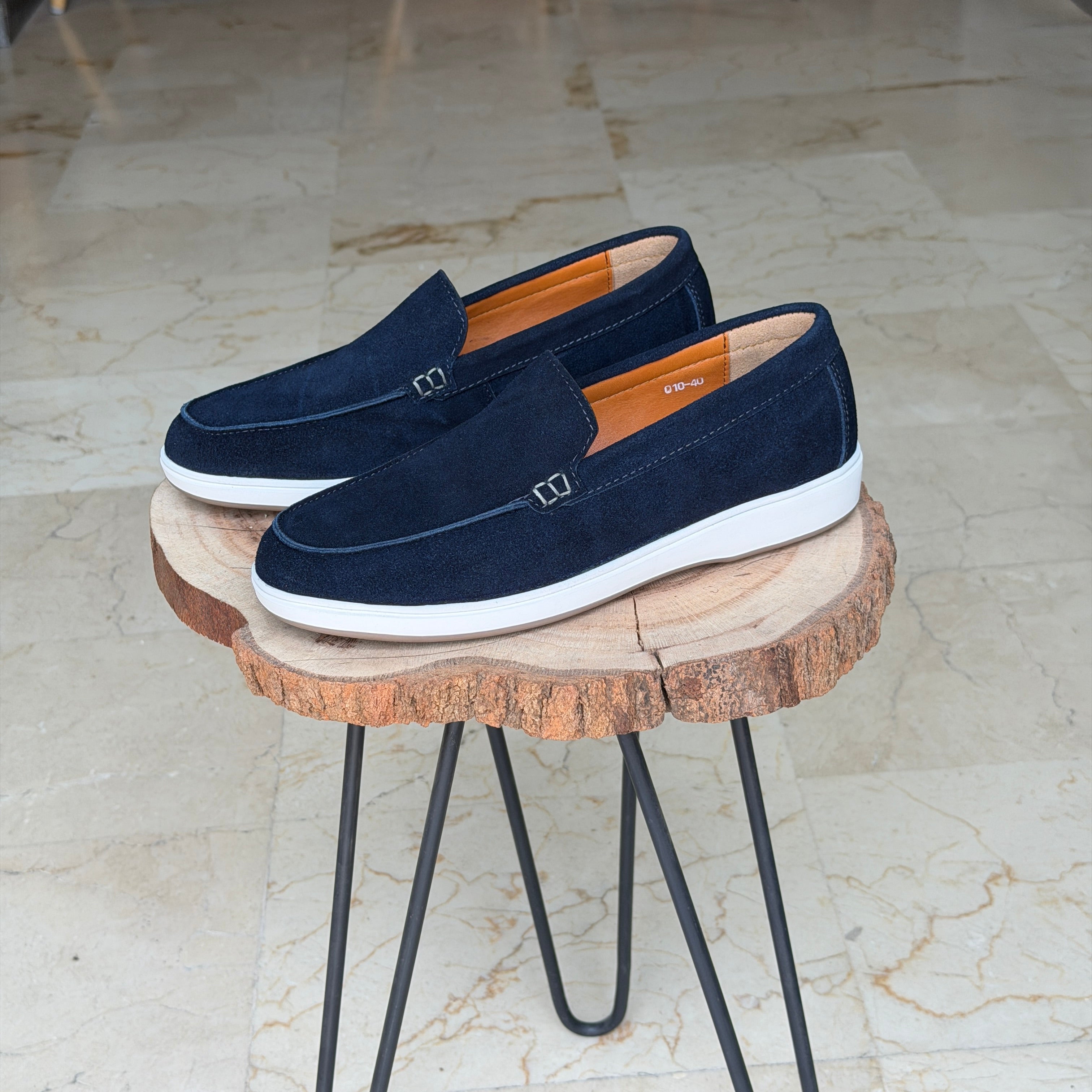 MOCASSIN EN DAIM EURO PIANA 010 BLEU MARINE - Shopilo Shoes