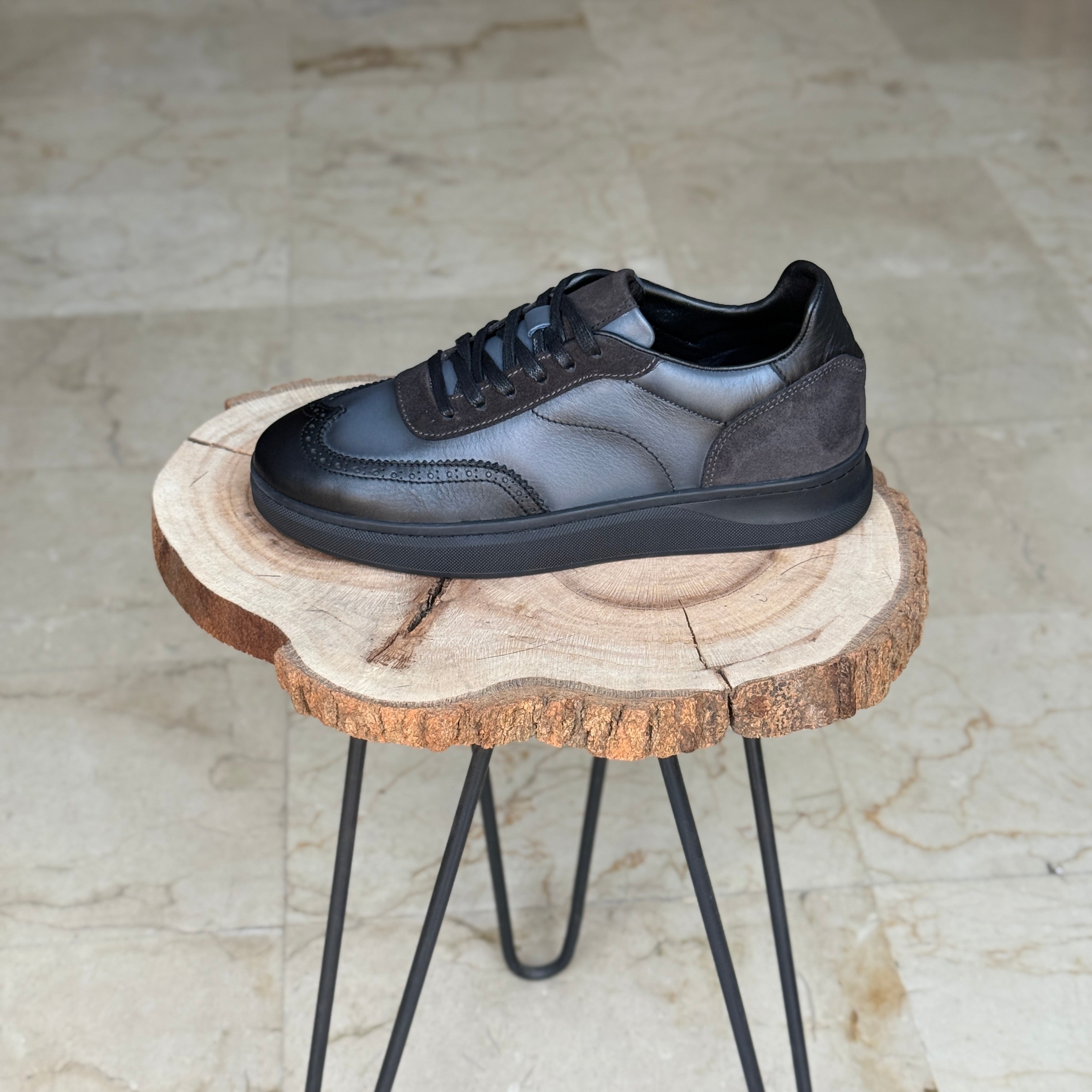 BASKET EN CUIR 884 GRIS