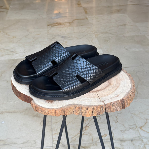SANDALE EN CUIR CASTELO 1978  CK NOIR