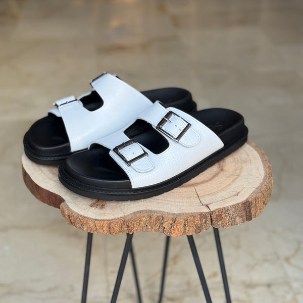 SANDALE EN CUIR CASTELO 204 BLANC