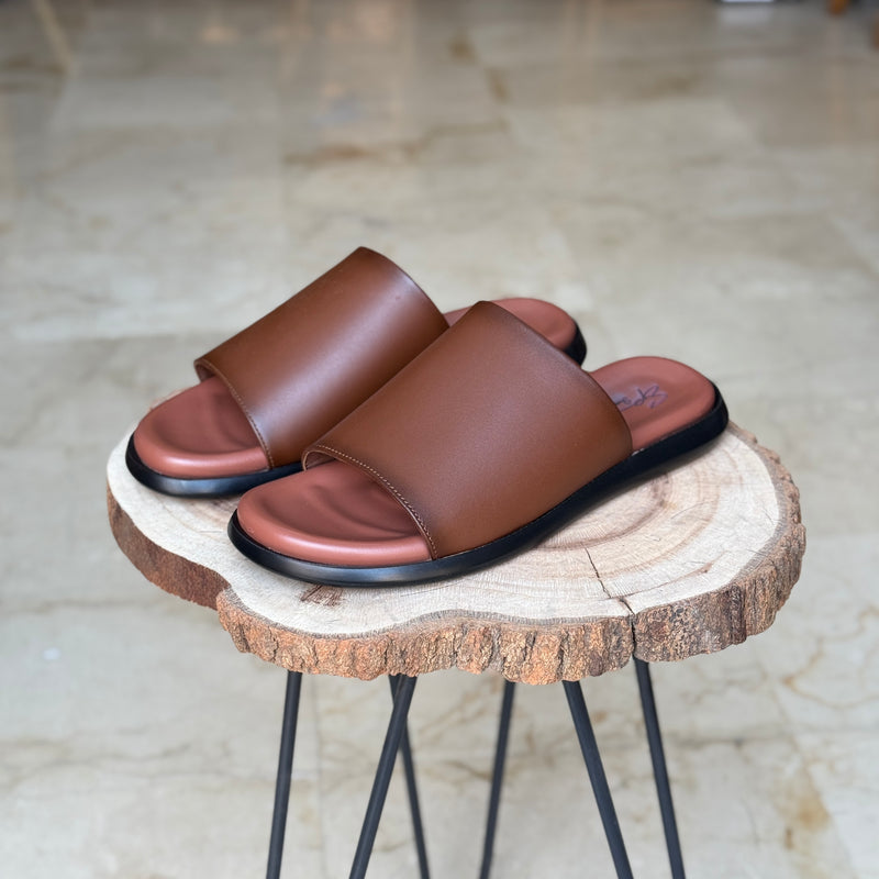 SANDALE EN CUIR RSE123 TABA