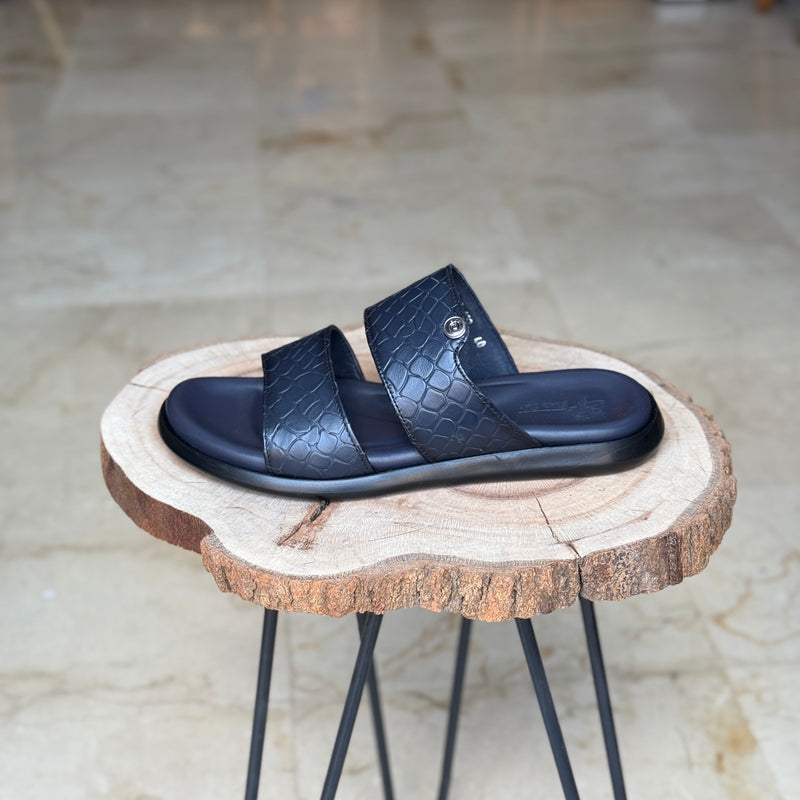 SANDALE EN CUIR RSE122 BLEU
