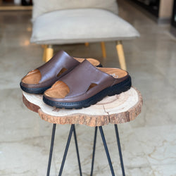 SANDALE EN CUIR ANS 411 MARRON