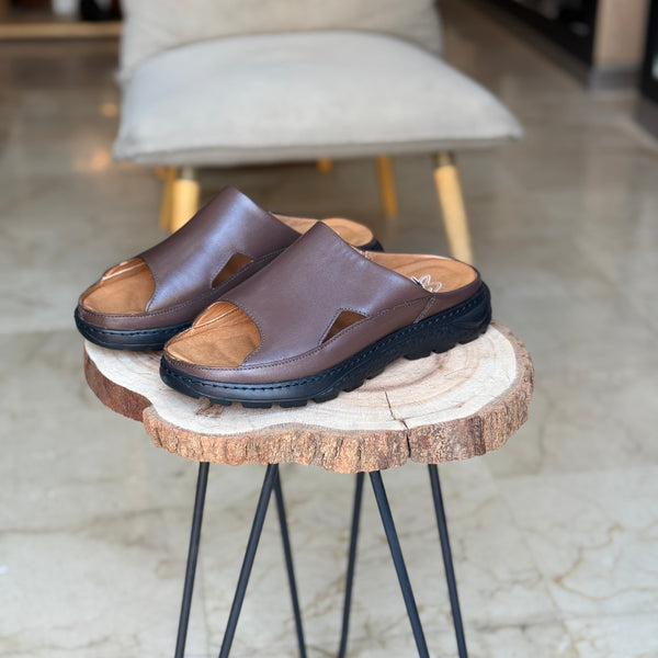 SANDALE EN CUIR ANS 411 MARRON
