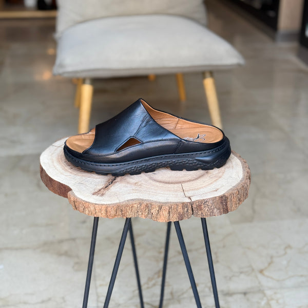 SANDALE EN CUIR ANS 411 NOIR