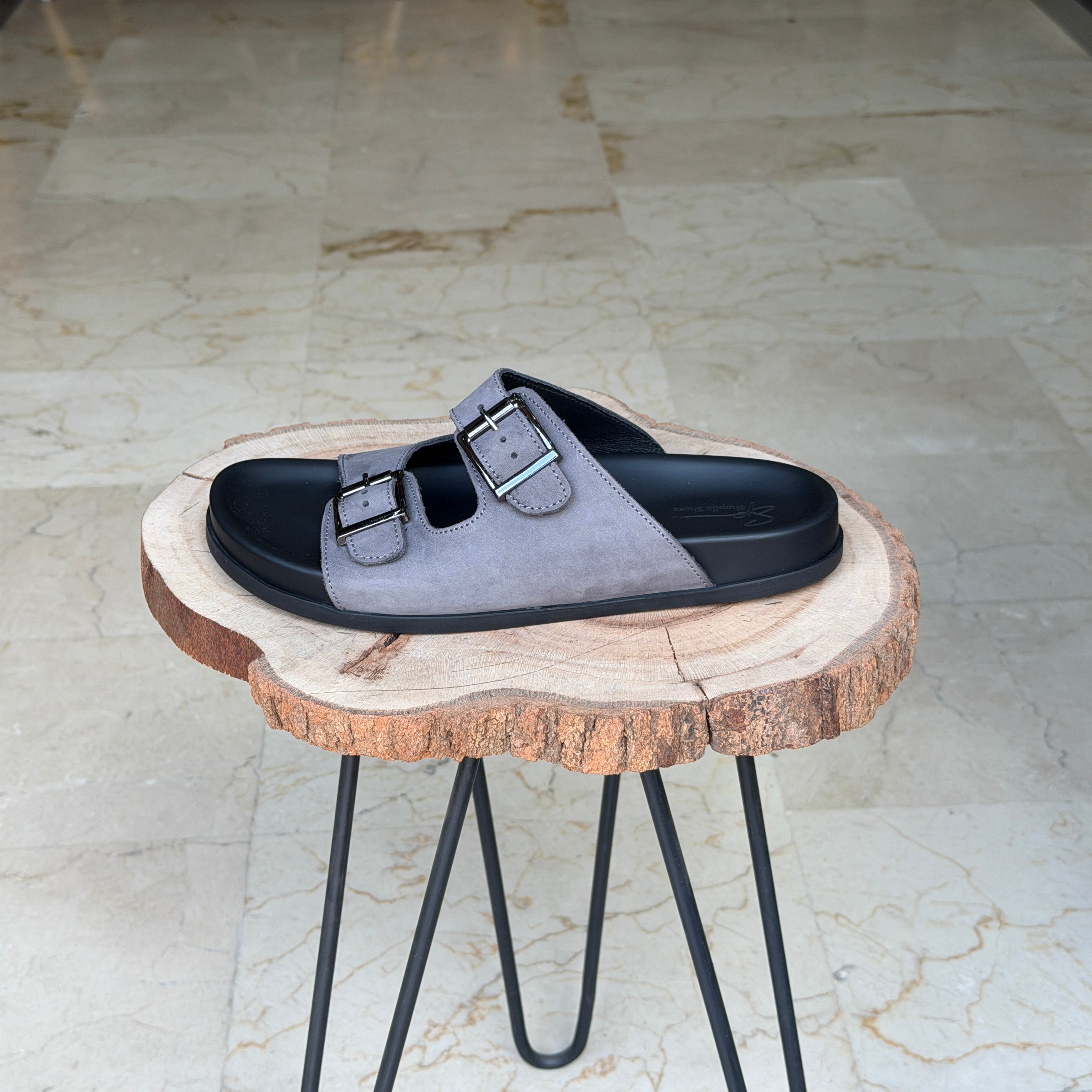 SANDALE EN CUIR Terra-Cuir 204 Gris Nubuck