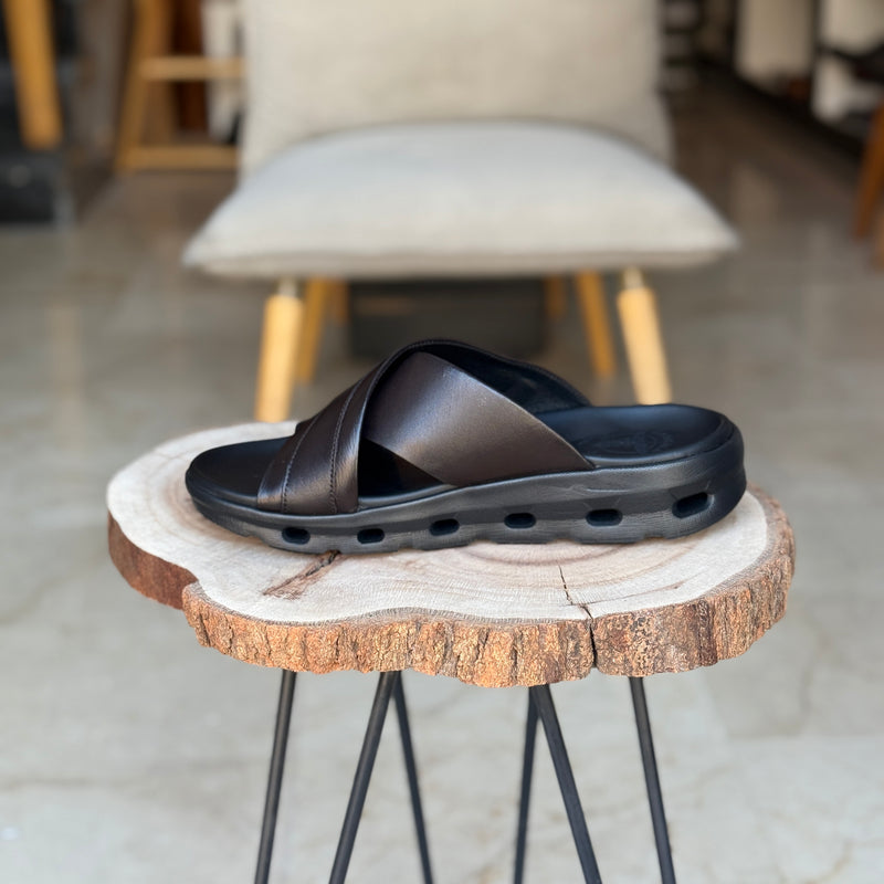 SANDALE EN CUIR SE124 - OrthoConfort  MARRON CHOCOLATE