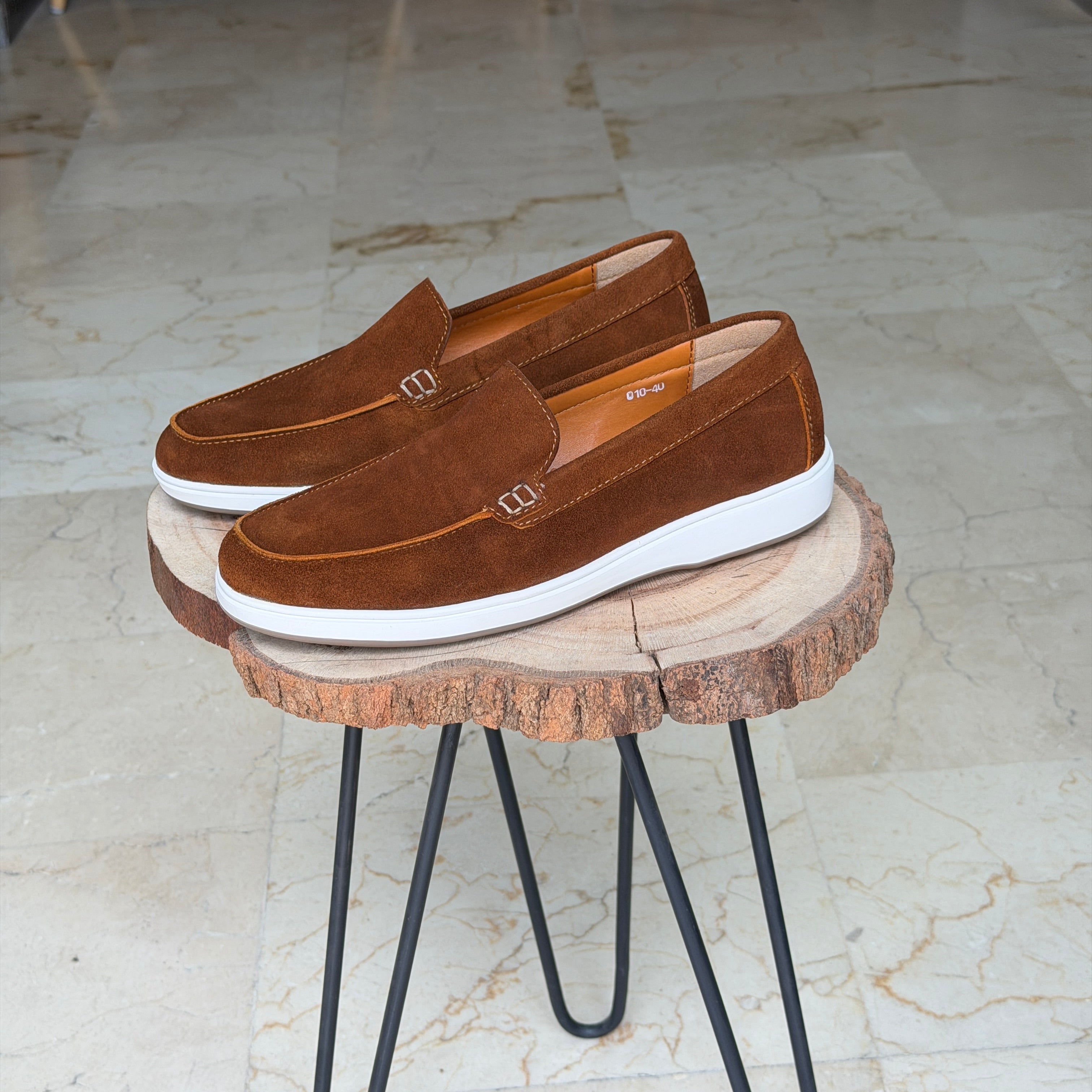 MOCASSIN EN DAIM EURO PIANA 010 TABA - Shopilo Shoes