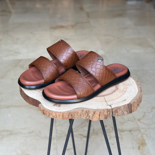 SANDALE EN CUIR RSE122 TABA