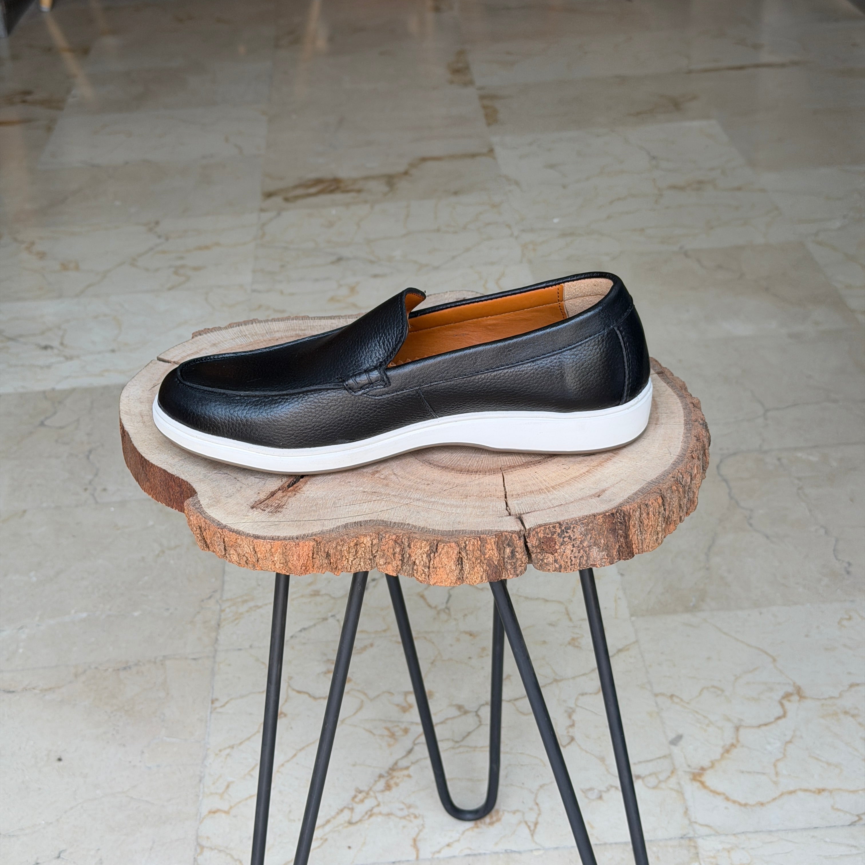 MOCASSIN EN DAIM EURO Piana 010 NOIR CUIR - Shopilo Shoes