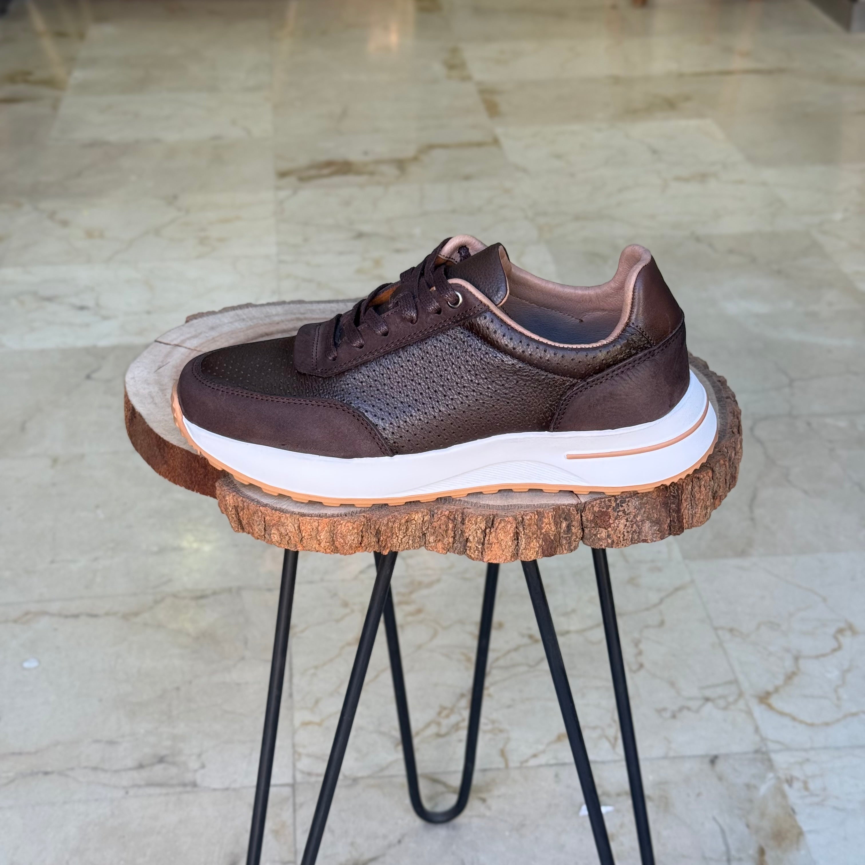 Basket en cuir - 921 marron - Shopilo Shoes