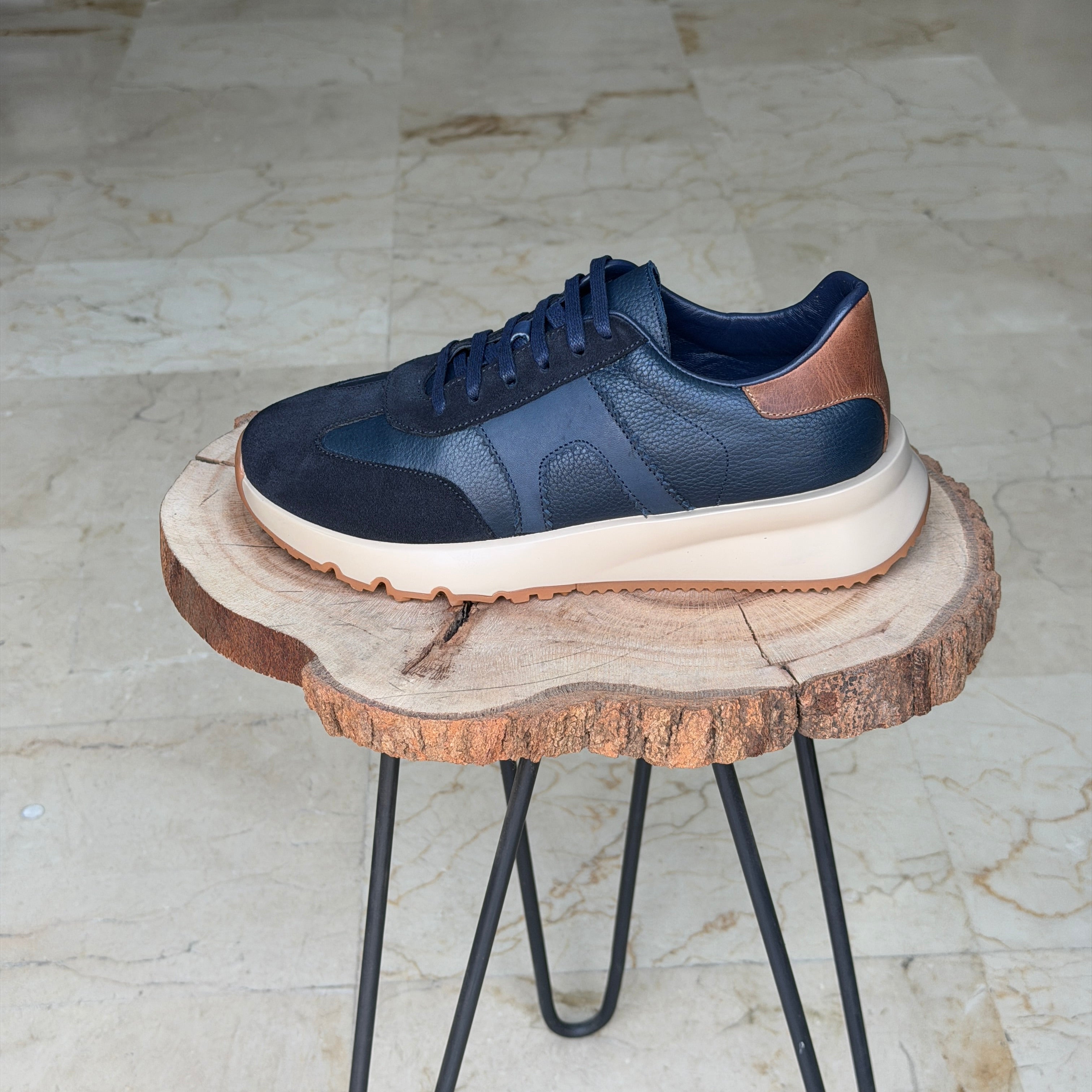 basket en cuir - 926 BLANC BLEU