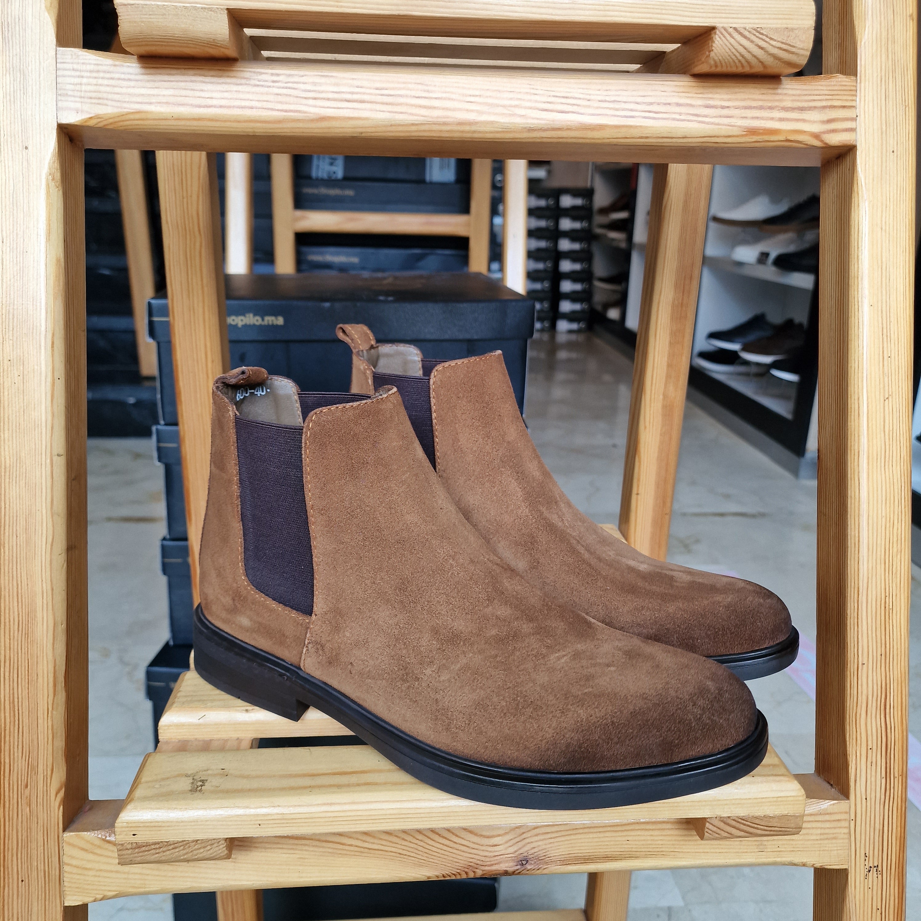 REF: 6040 PRO BOTTINE EN CUIR DAIM MARRON CLAIR TX