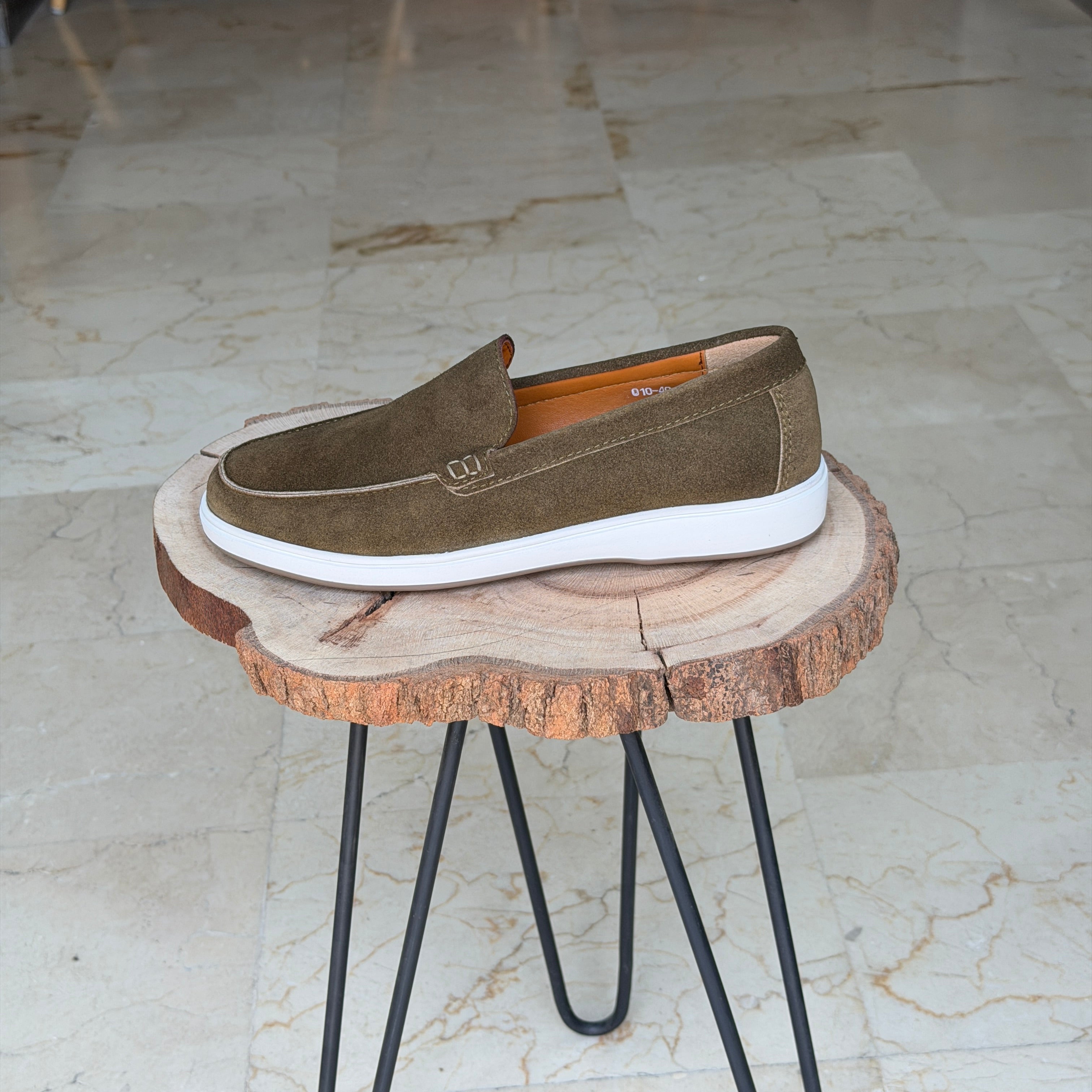 MOCASSIN EN DAIM EURO PIANA 010 VERT - Shopilo Shoes