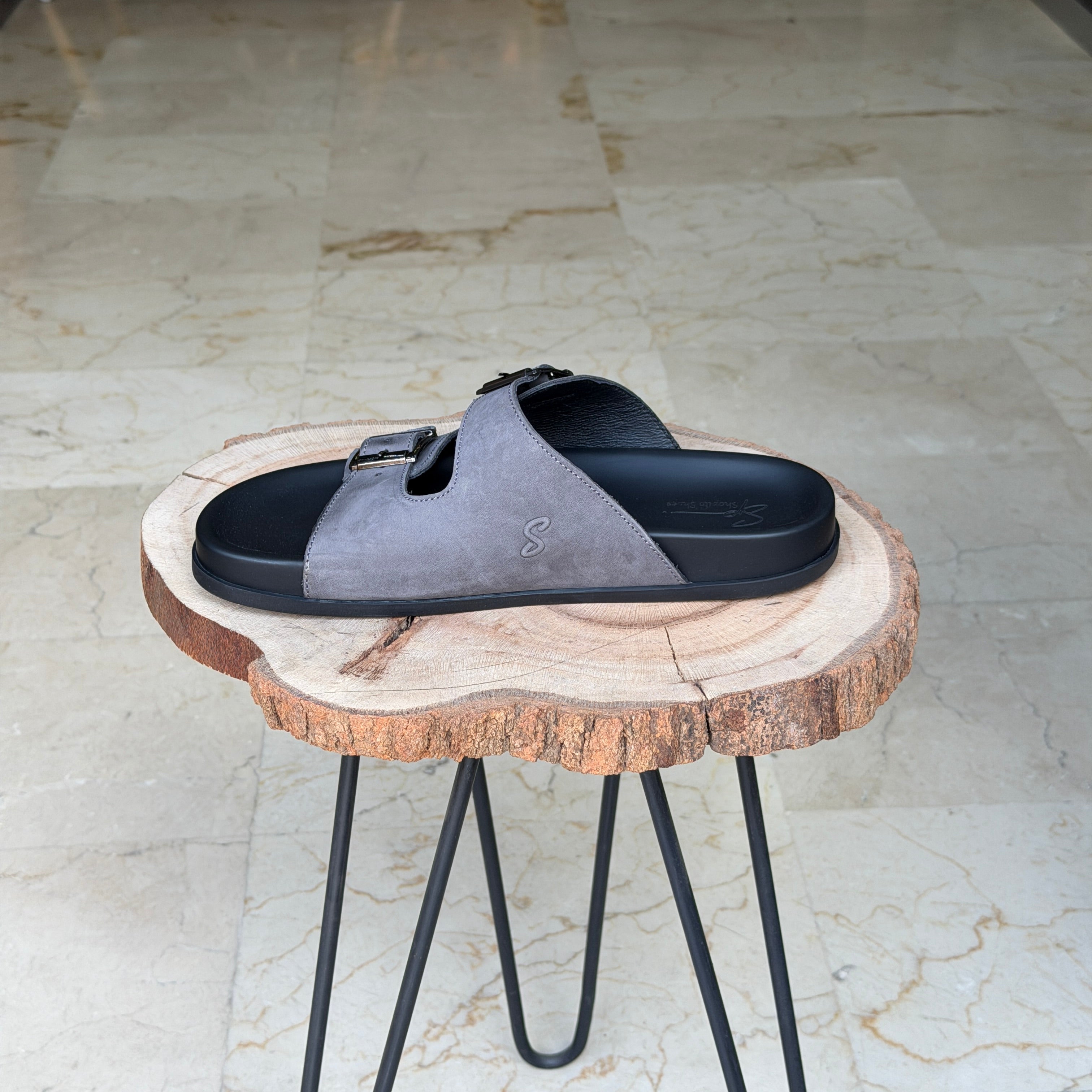 SANDALE EN CUIR Terra-Cuir 204 Gris Nubuck