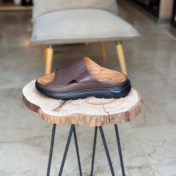 SANDALE EN CUIR ANS 411 MARRON