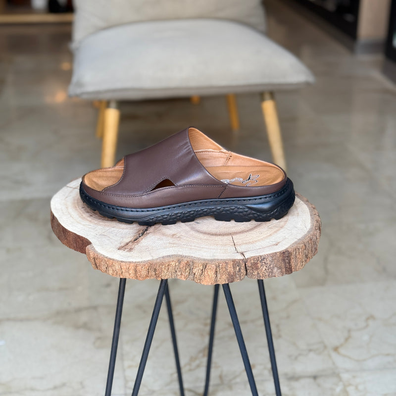 SANDALE EN CUIR ANS 411 MARRON