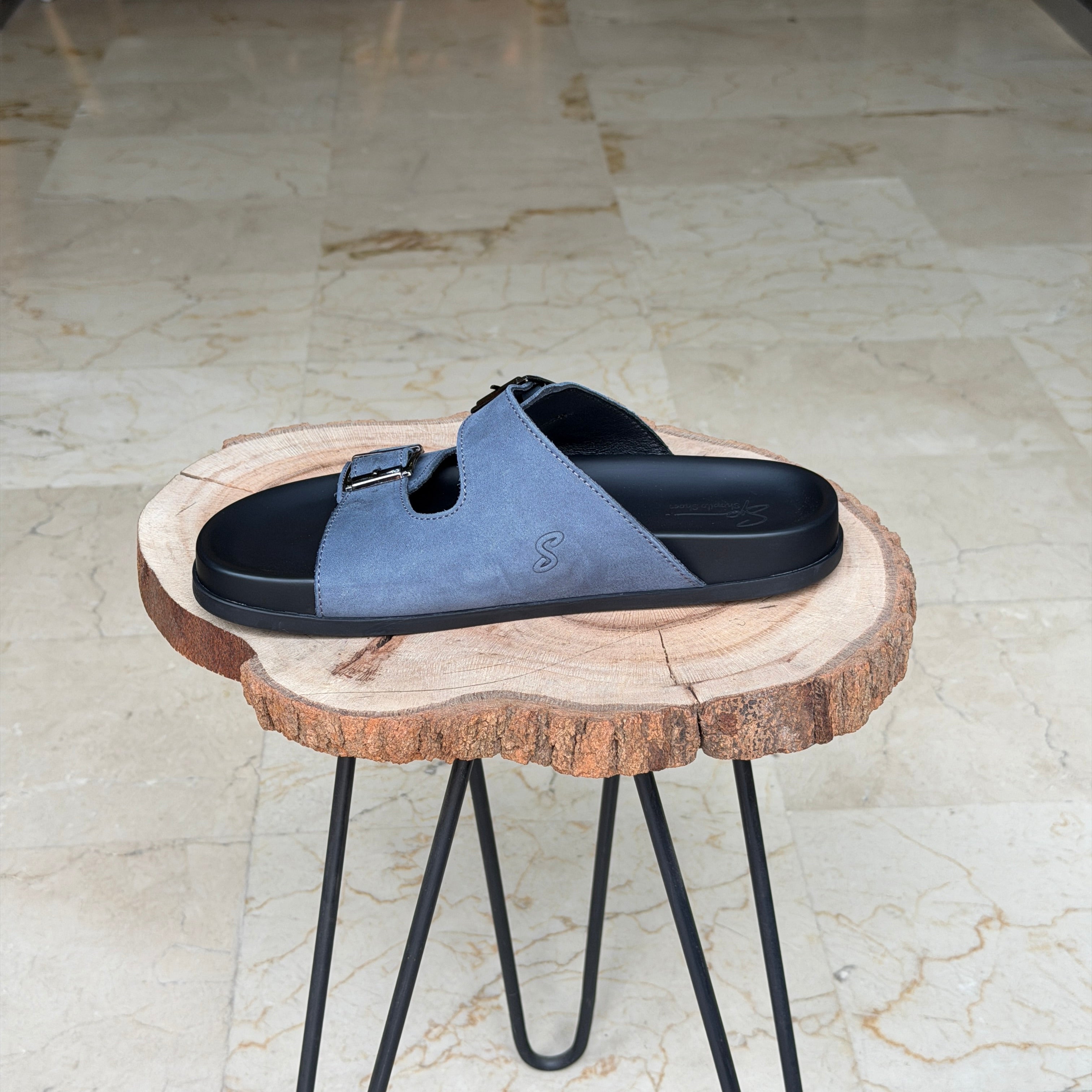 SANDALE EN CUIR Terra-Cuir 204 Bleu Nubuck