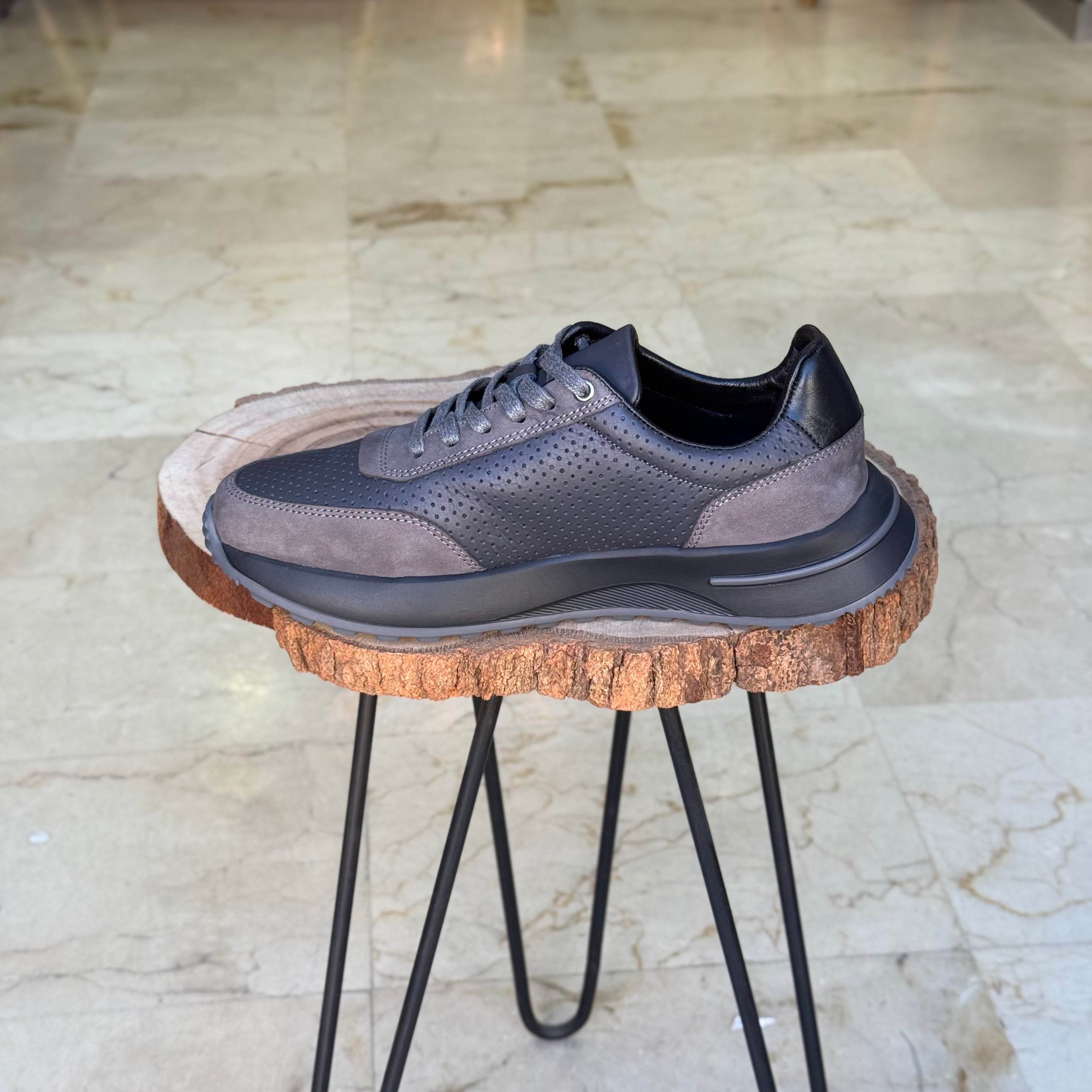 Basket en cuir - 921 gris - Shopilo Shoes