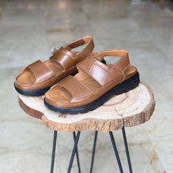 SANDALE EN CUIR ANS 420 TABA