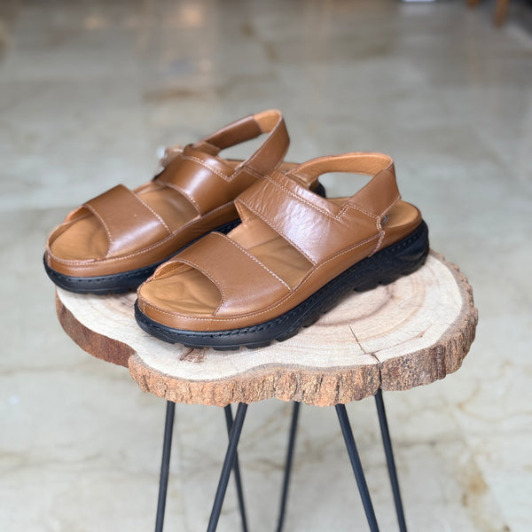 SANDALE EN CUIR ANS 420 TABA