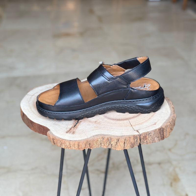 SANDALE EN CUIR ANS 420 NOIR