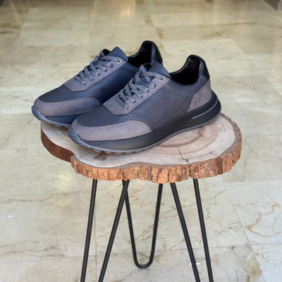 Basket en cuir - 921 gris - Shopilo Shoes