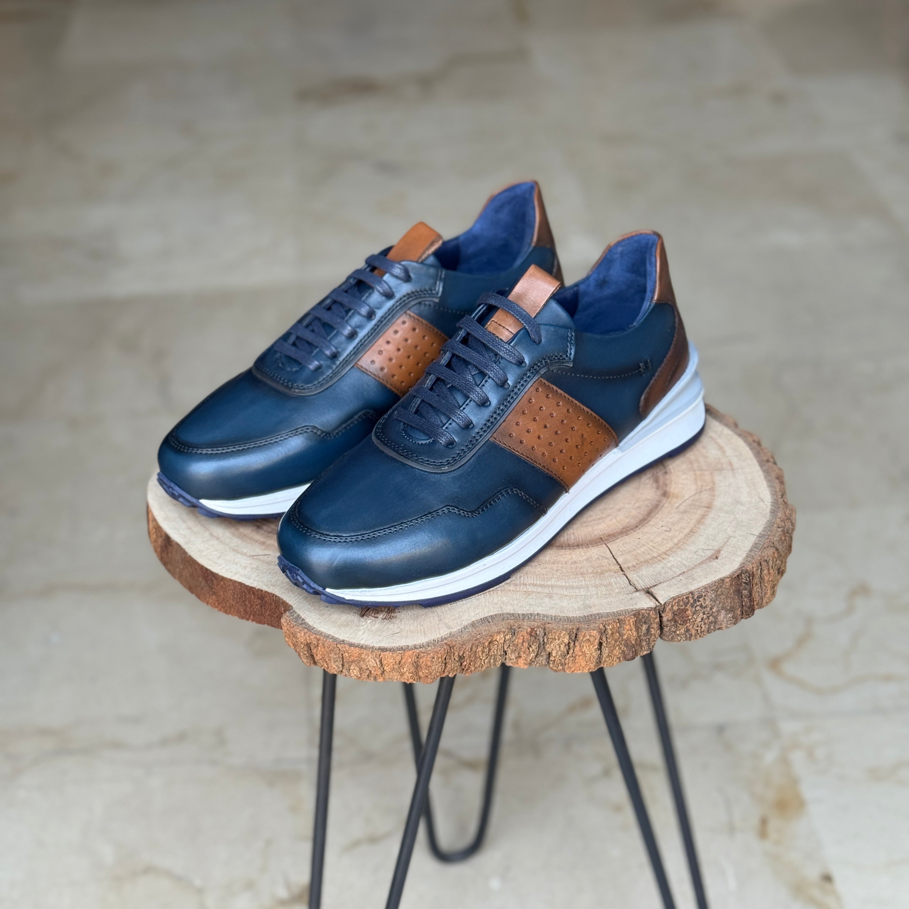 BASKET EN CUIR RC 651 BLEU