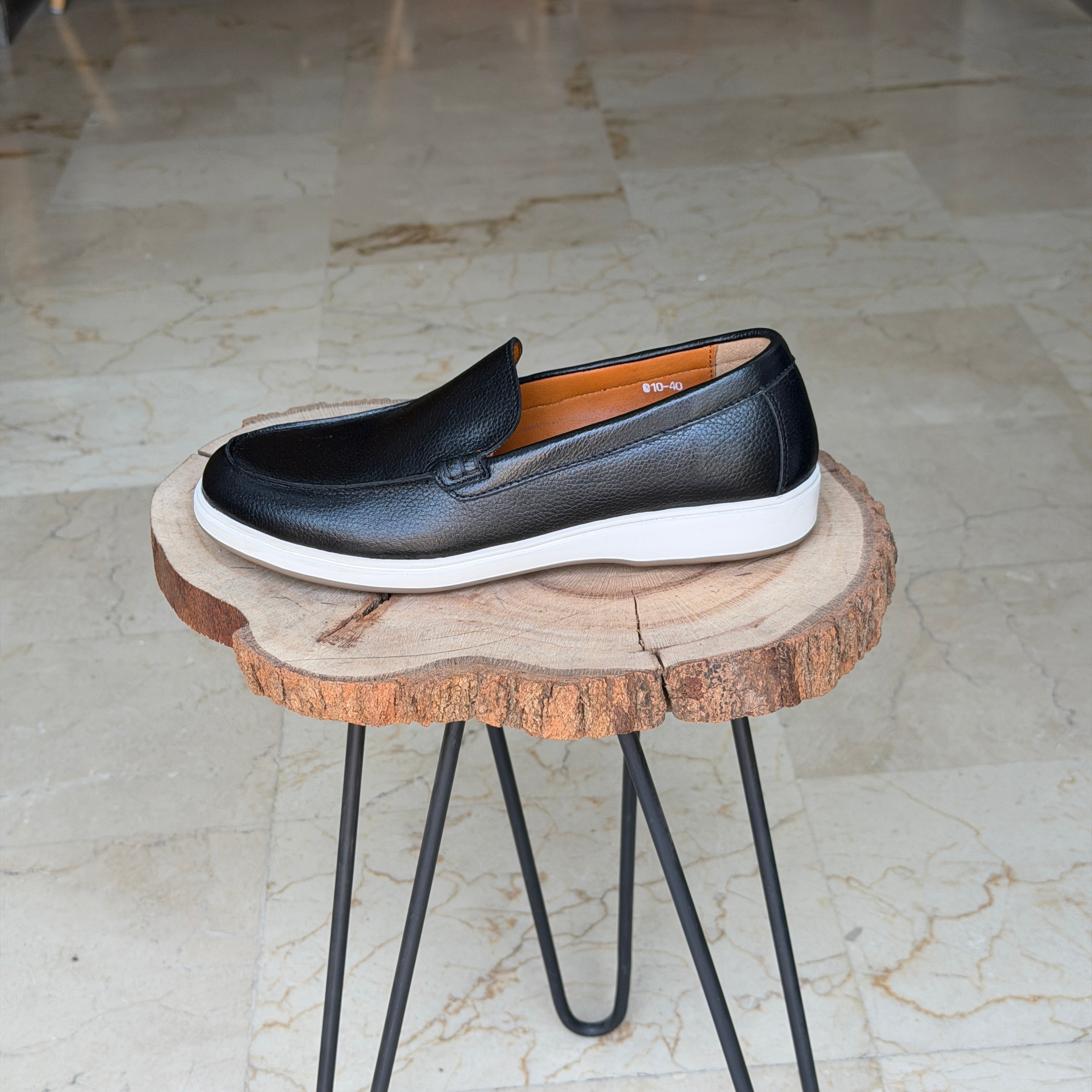 MOCASSIN EN DAIM EURO Piana 010 NOIR CUIR - Shopilo Shoes