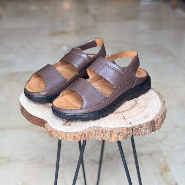 SANDALE EN CUIR ANS 420 MARRON