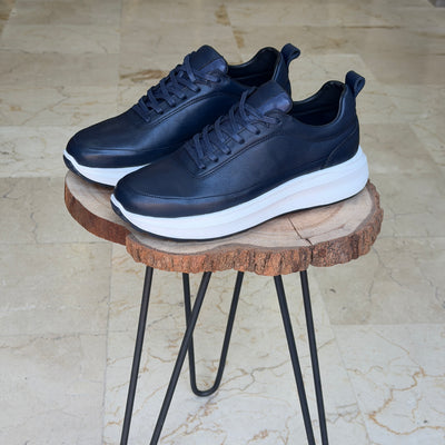Basket en cuir - 934 BLEU
