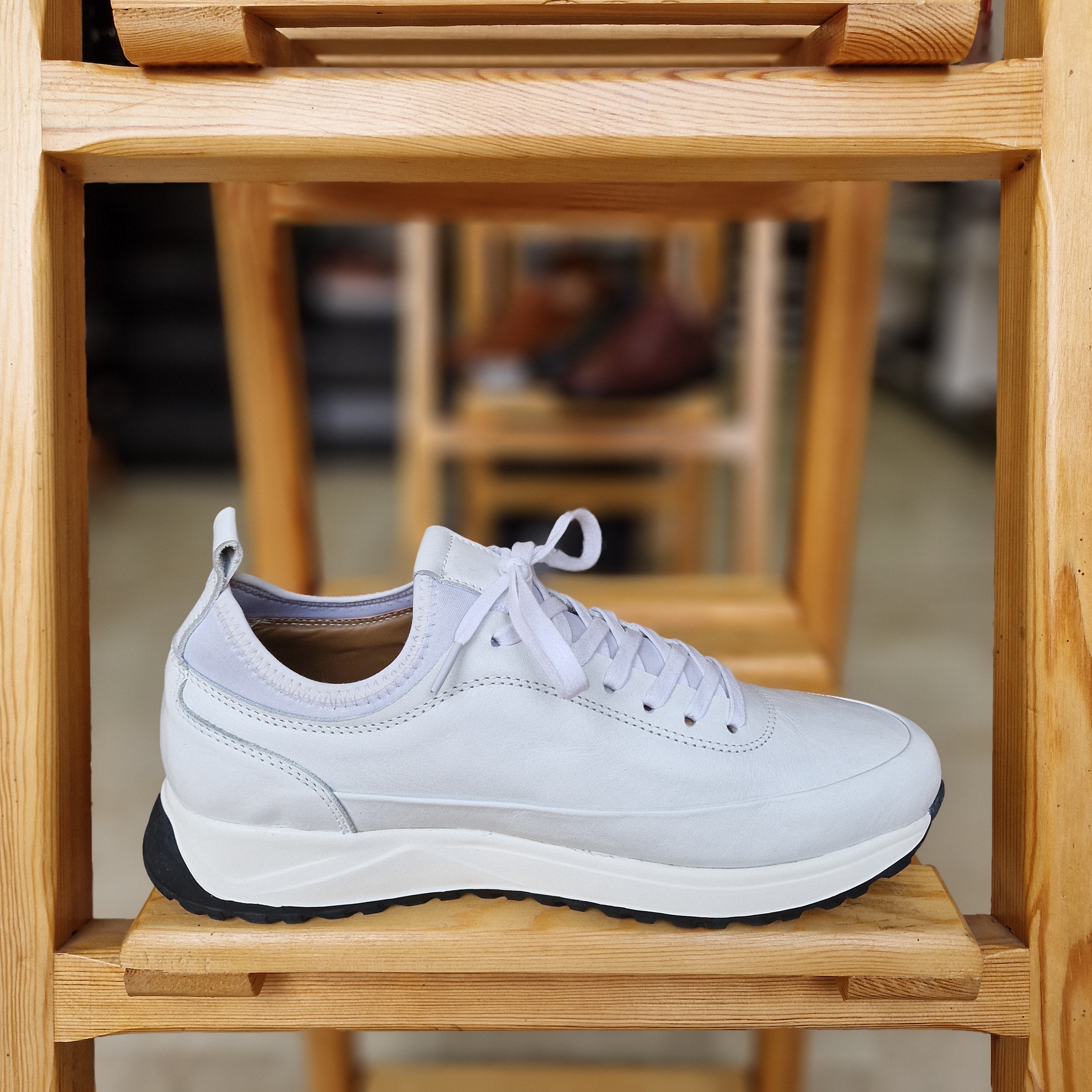 Basket En Cuir Blanc Ref : Eva 752