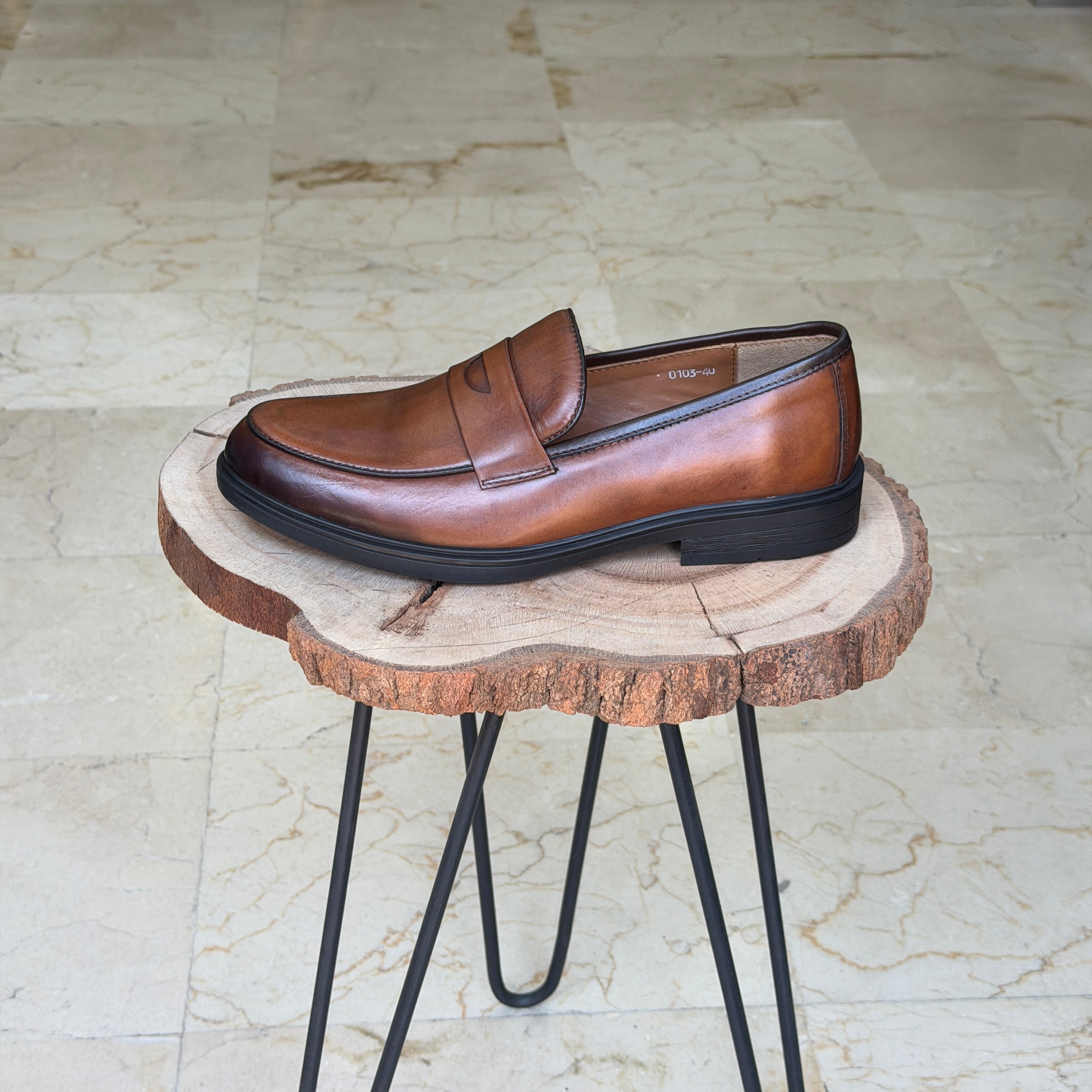 chaussure en cuir 0103 Taba