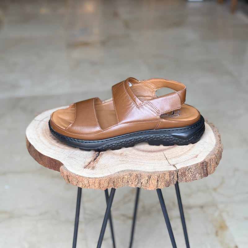 SANDALE EN CUIR ANS 420 TABA