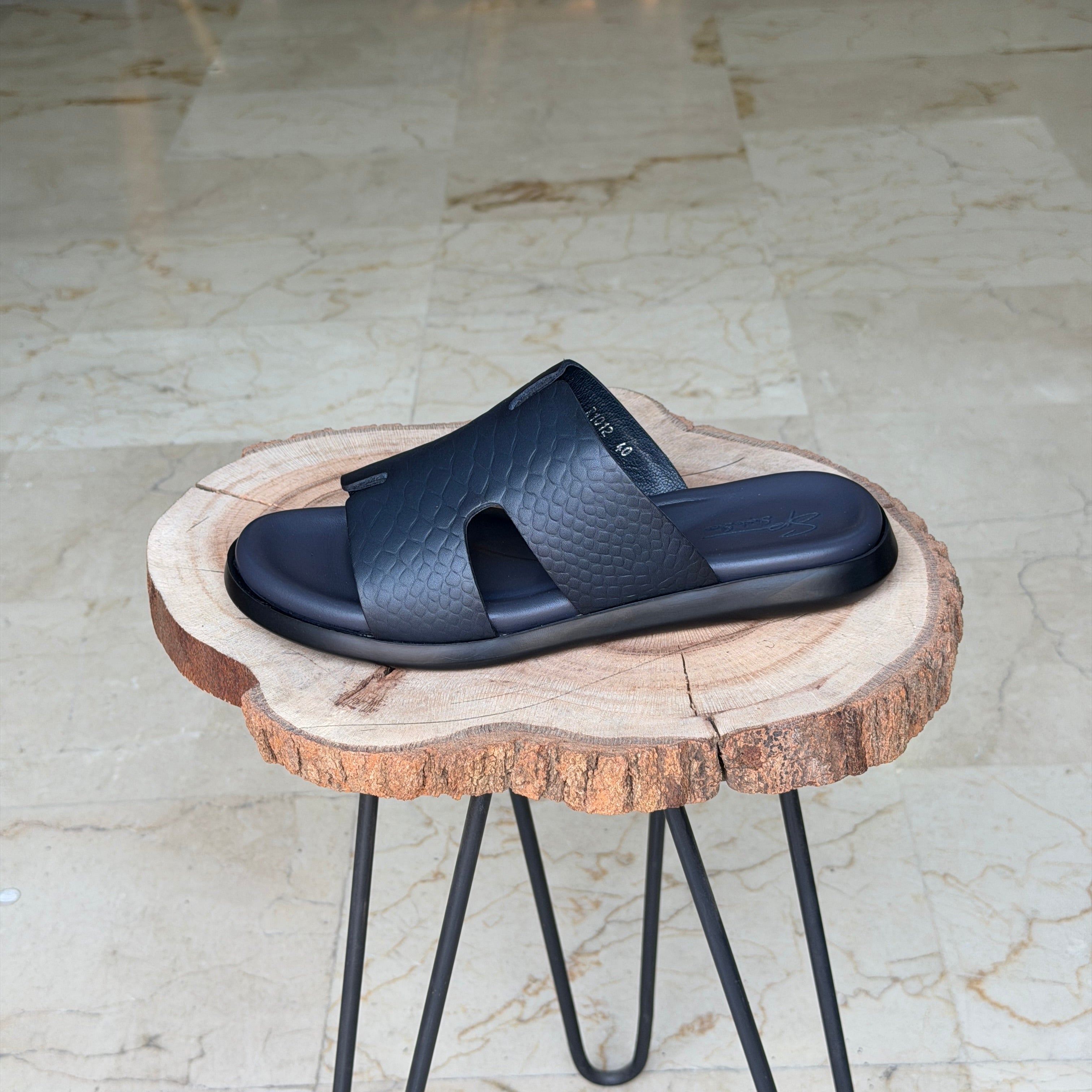 Sendale En Cuir Signateur 01  BLEU 1012 CROCO - Shopilo Shoes