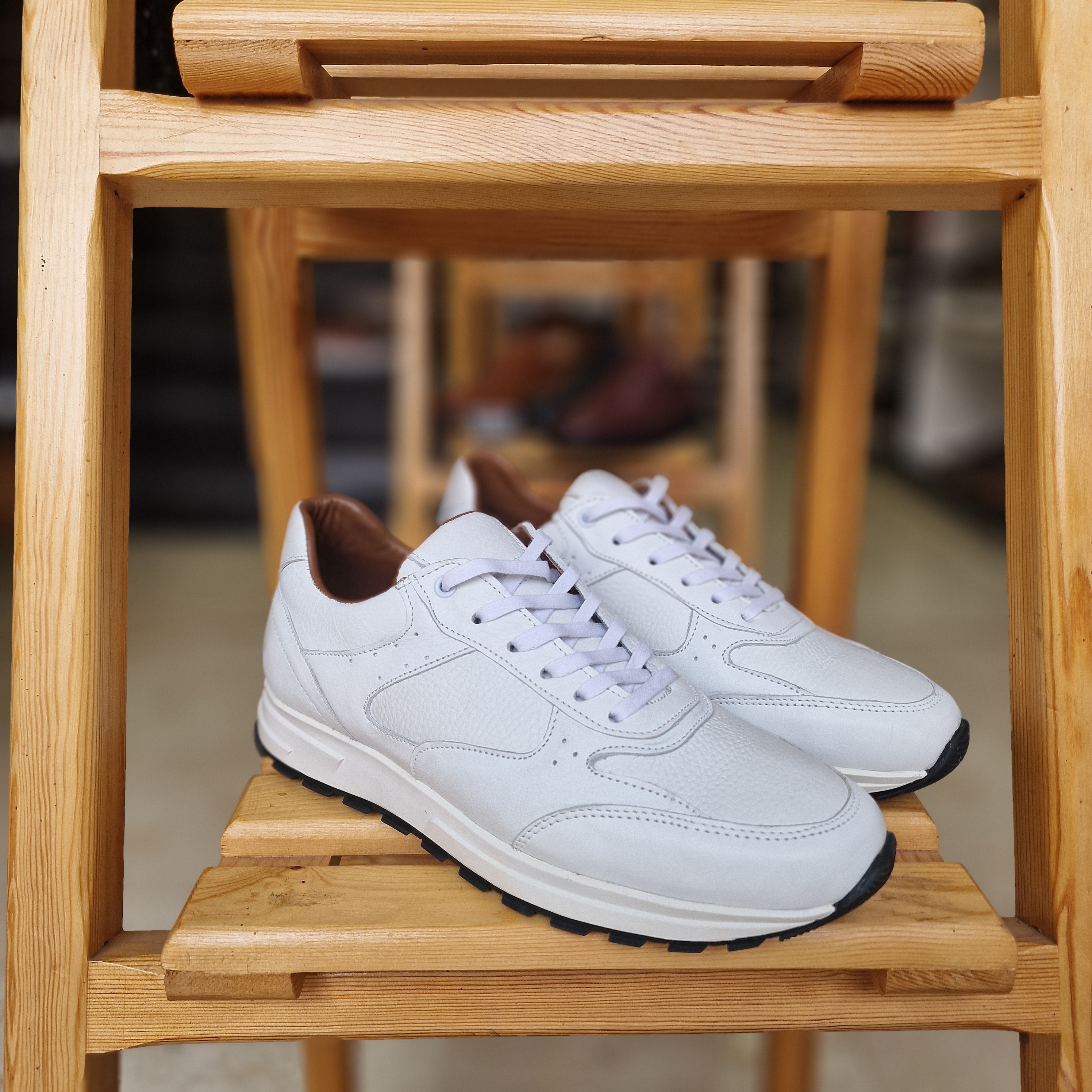 Basket En Cuir Blanc Ref: Eva 874