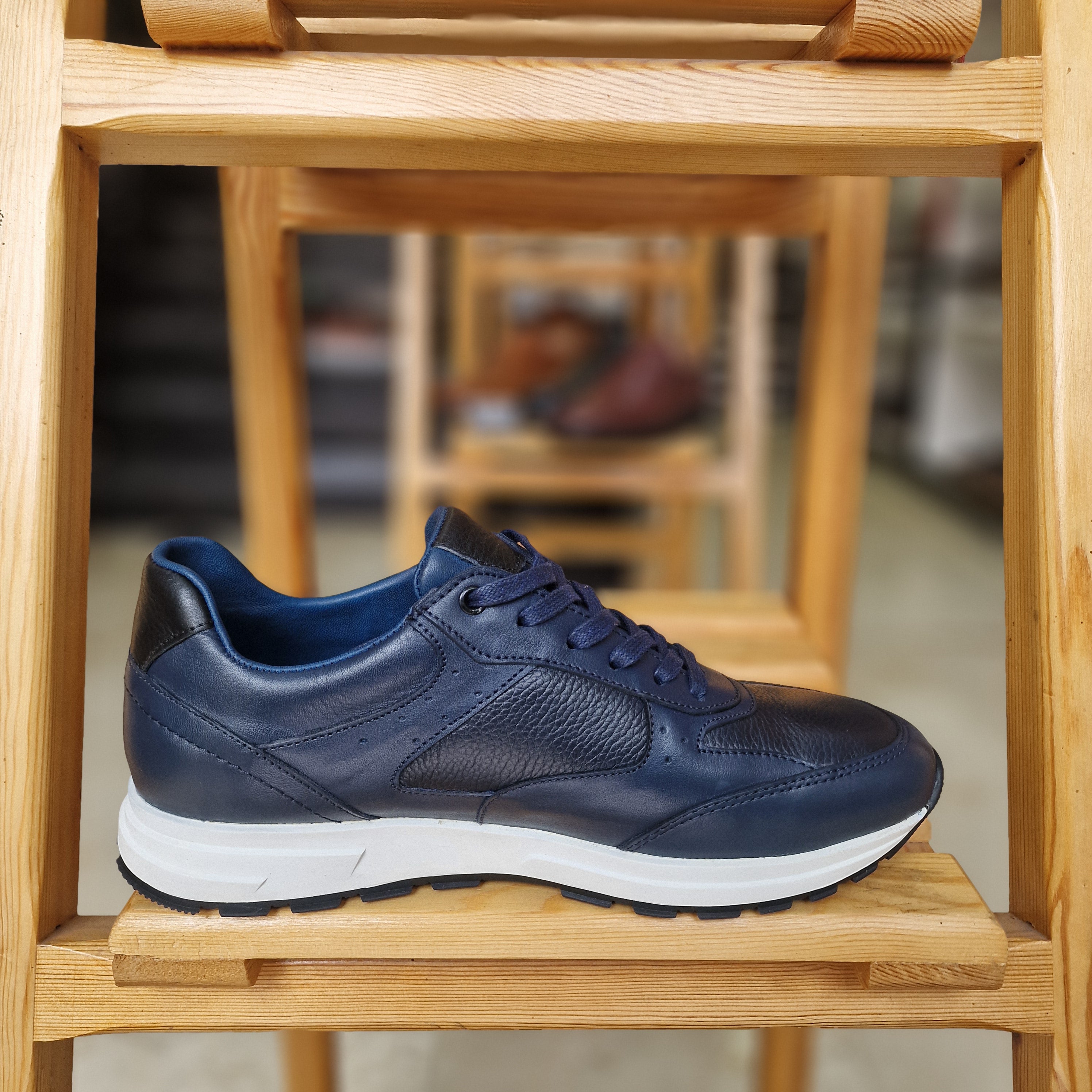 Basket En Cuir Bleu Ref: Eva 874