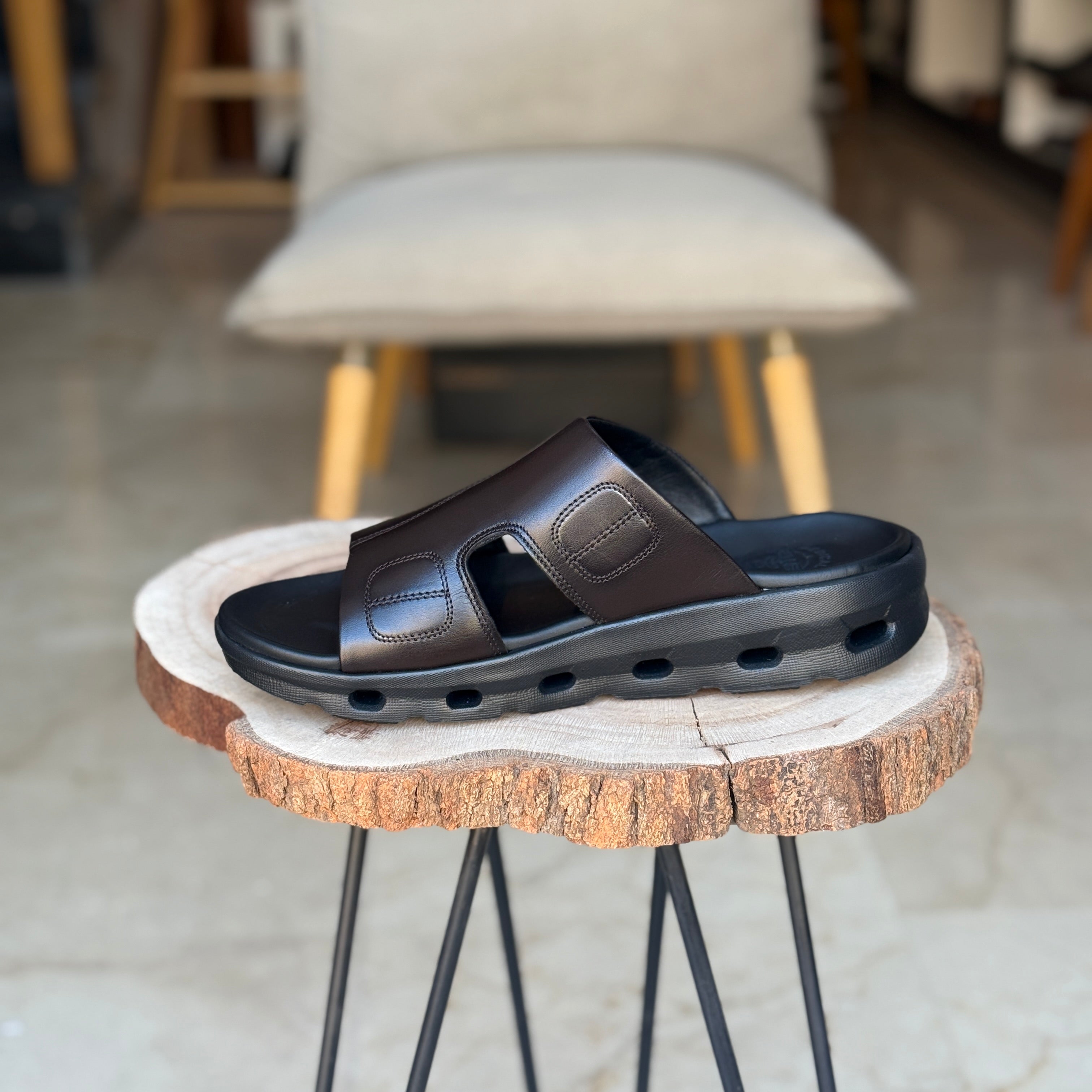 SANDALE EN CUIR SE125   - OrthoConfort MARRON CHOCOLAT